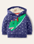 Sweat à capuche fourré-Dinosaure bleu tribord
