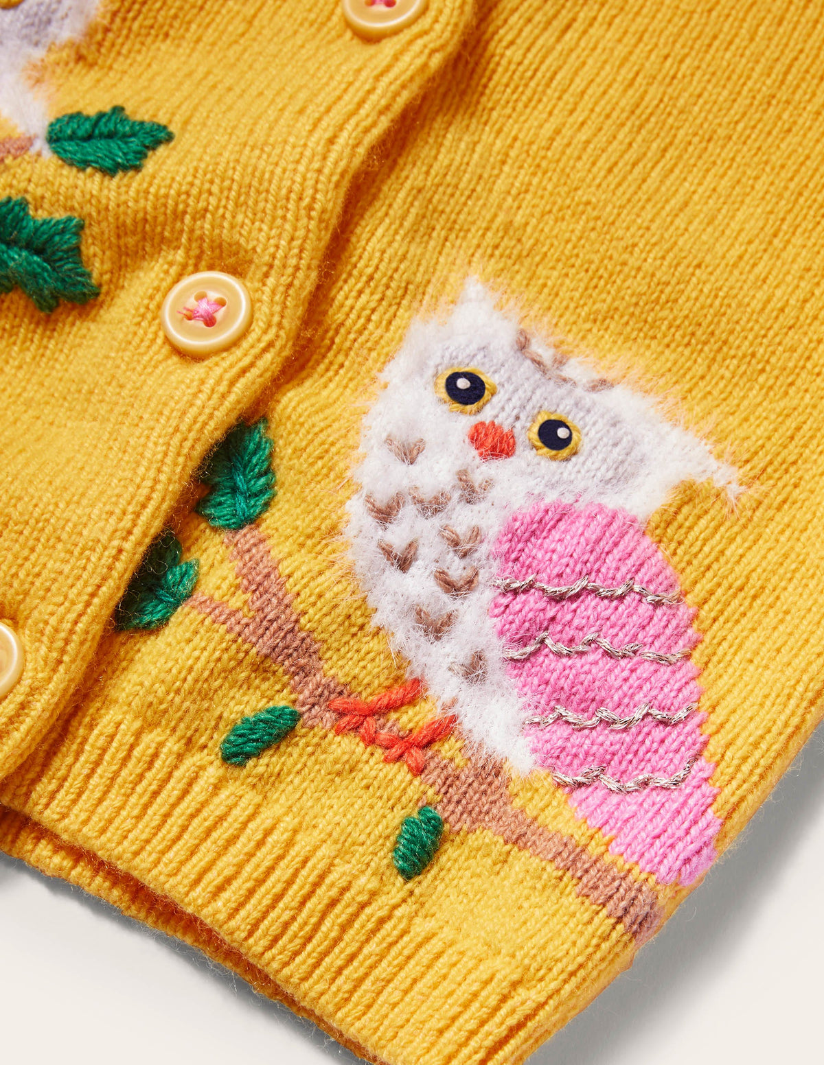 Cardigan mit Tiermotiv-Honiggelb, Eulen - Image 3