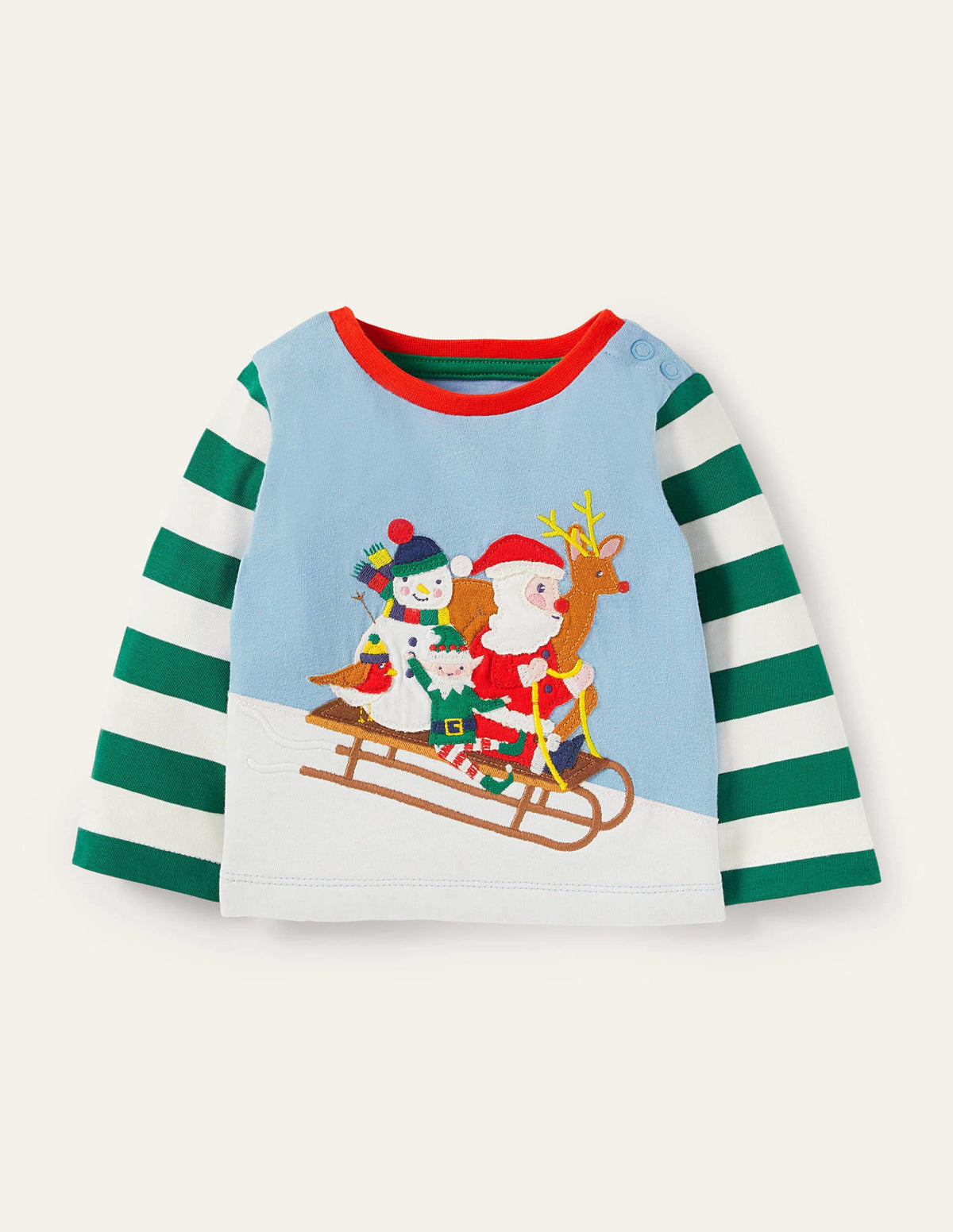 Oberteil mit Weihnachtsmotiv-Surfbrett-Blau, Schlitten - Image 1