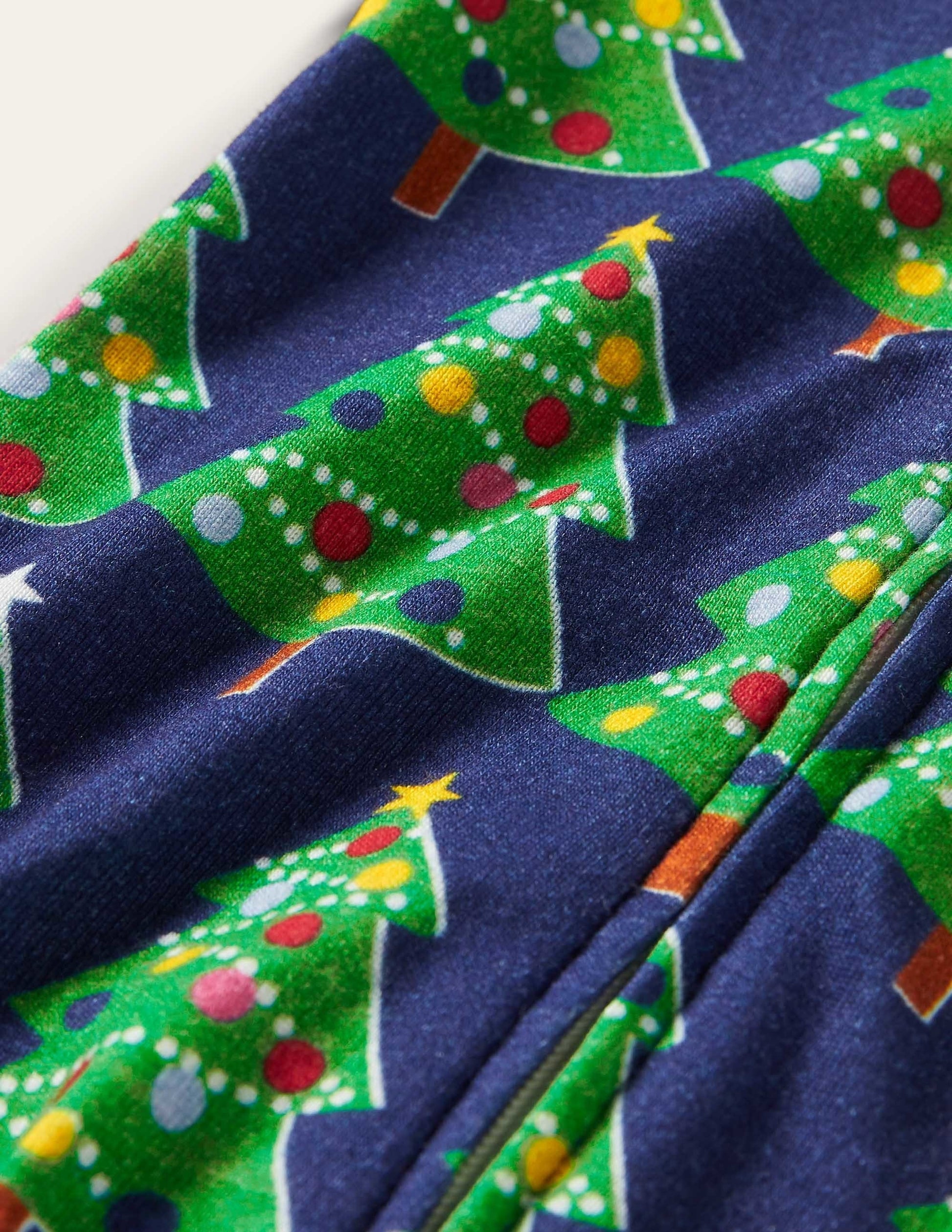 Schlafanzug mit Reißverschluss im 2er-Pack-Segelblau, Weihnachtsbäume-3