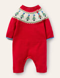 Weihnachtlicher Fair-Isle-Strampler-Rockabilly-Rot
