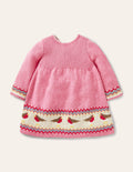 Fair-Isle-Strickkleid-Kirschblütenrosa, Rotkehlchen