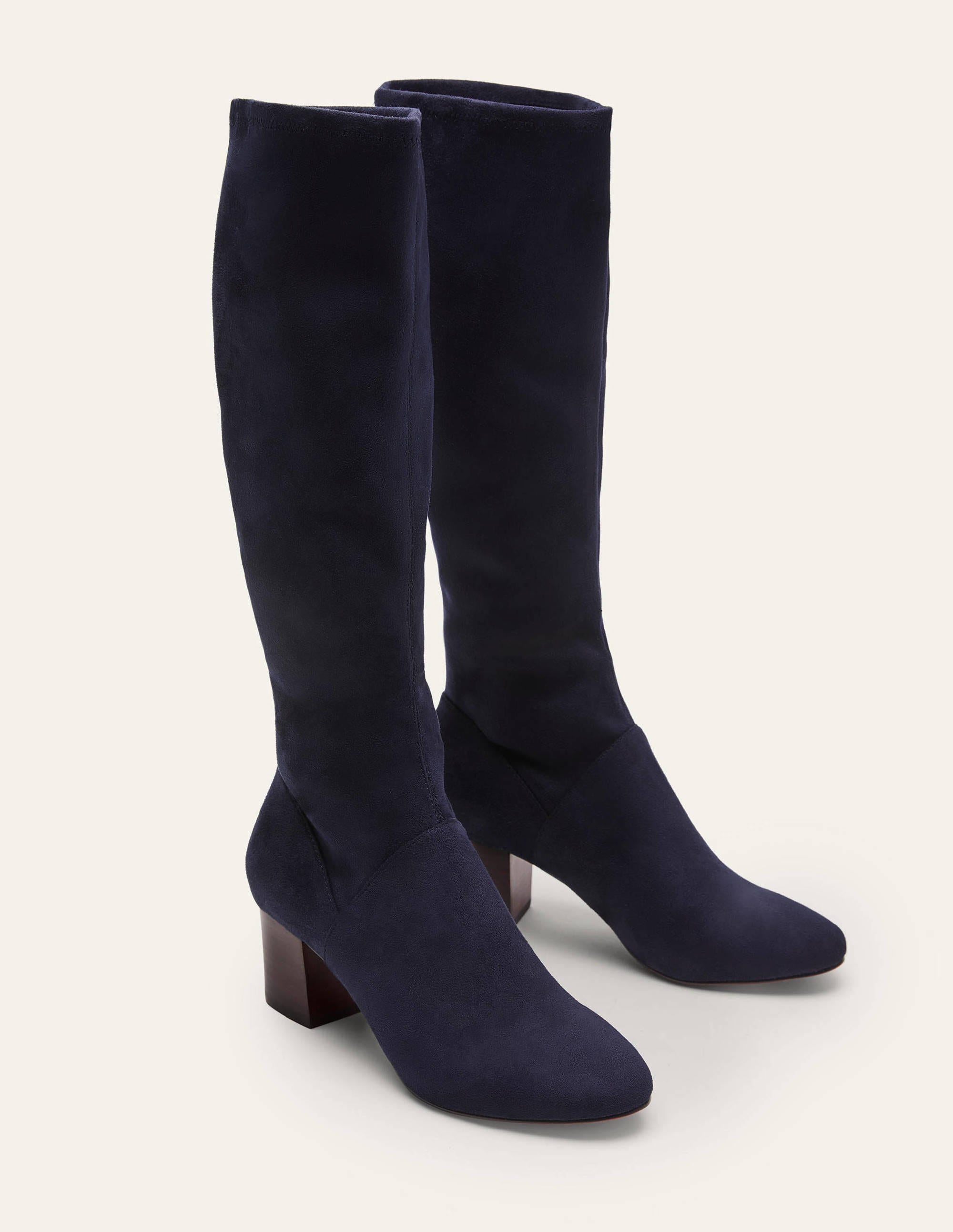 Bottes stretch à bout rond-Bleu marine - Image 1