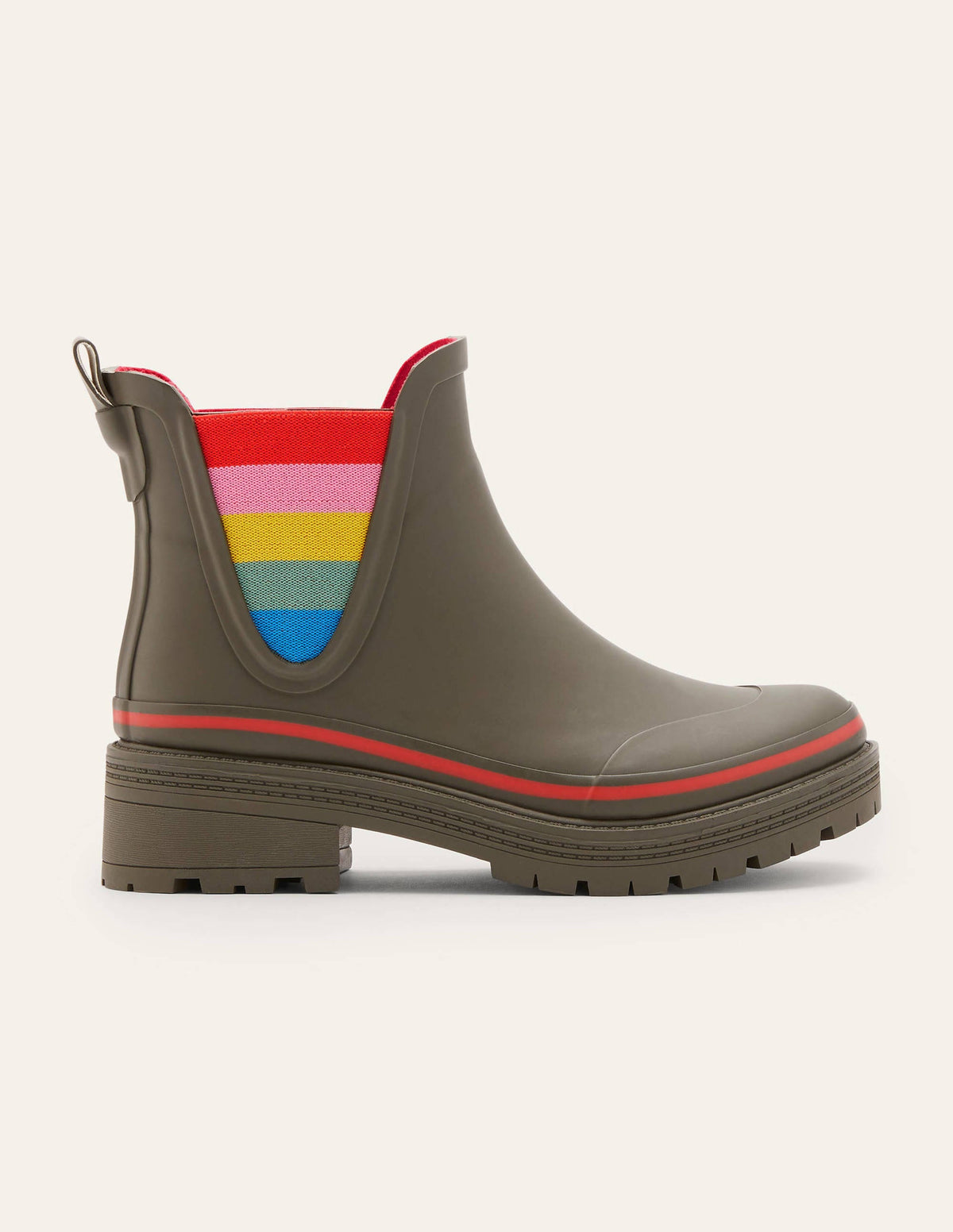 Bamburgh Gummistiefel-Klassisches Khaki/Kirschrot-2