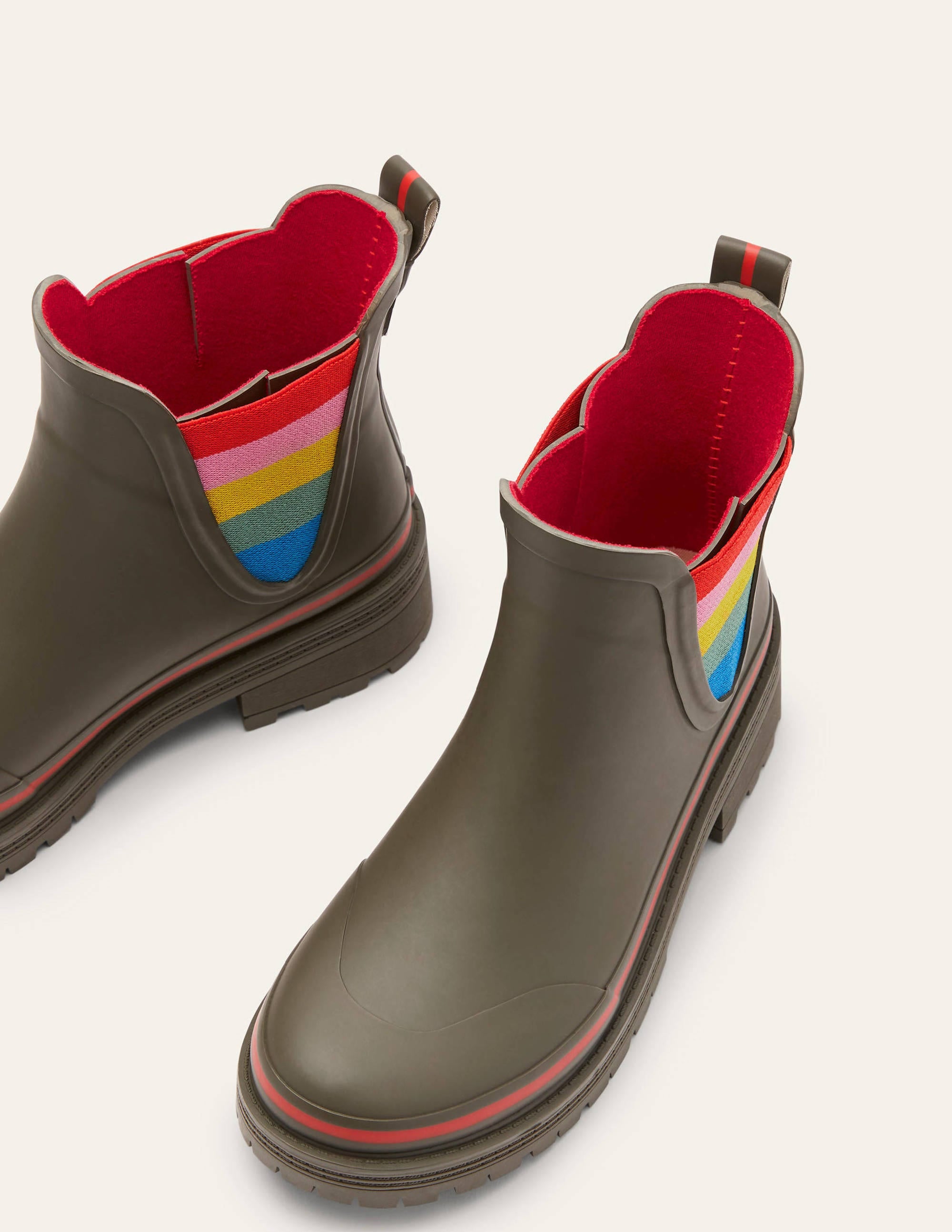 Bamburgh Gummistiefel-Klassisches Khaki/Kirschrot - Image 1