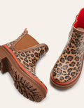 Bamburgh Gummistiefel-Feuerrot, Leopardenmuster