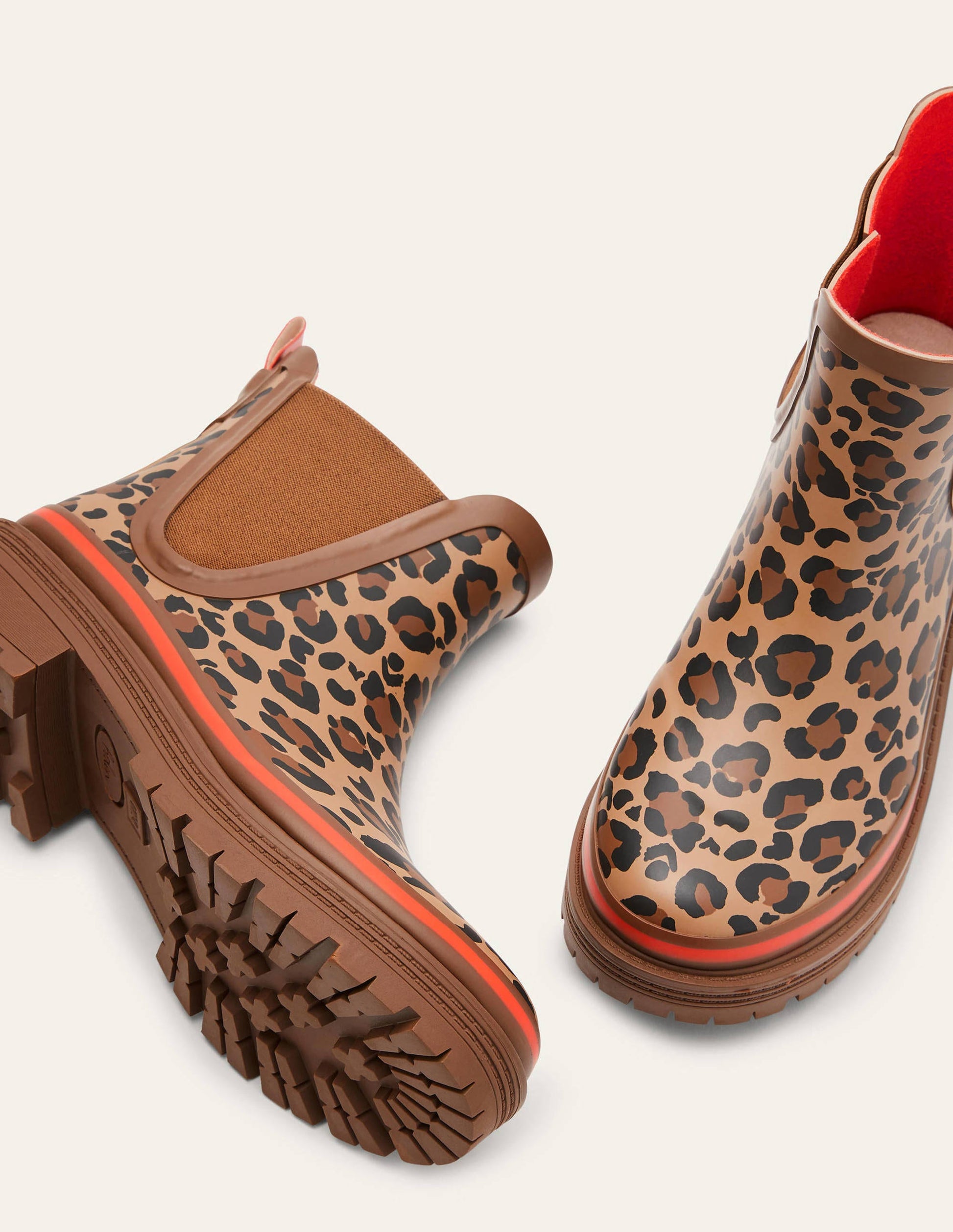 Bamburgh Gummistiefel-Feuerrot, Leopardenmuster-1