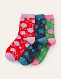 Knöchelsocken im 3er-Pack-Blumenmuster