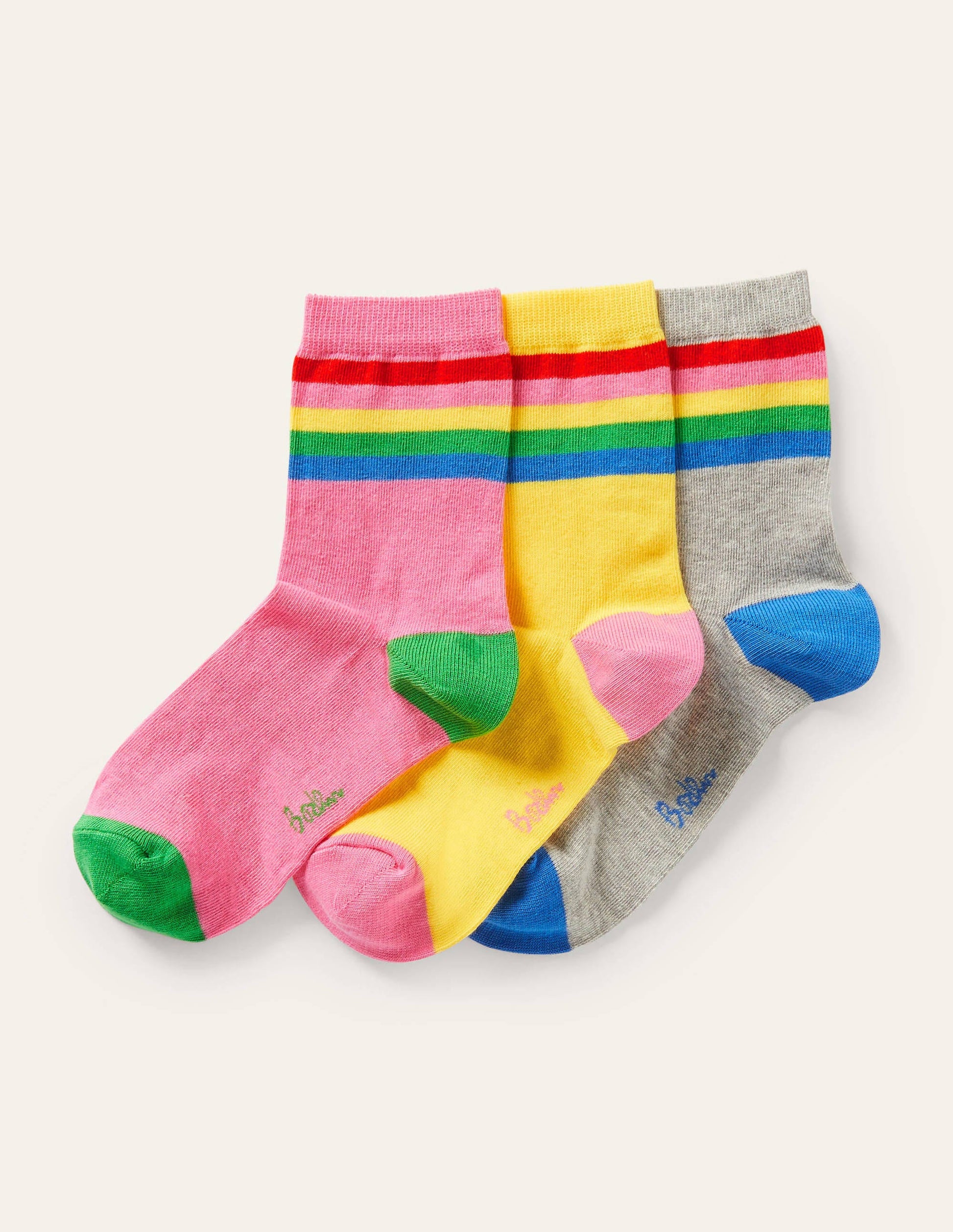 Knöchelsocken im 3er-Pack-Bunt, Gestreift-1
