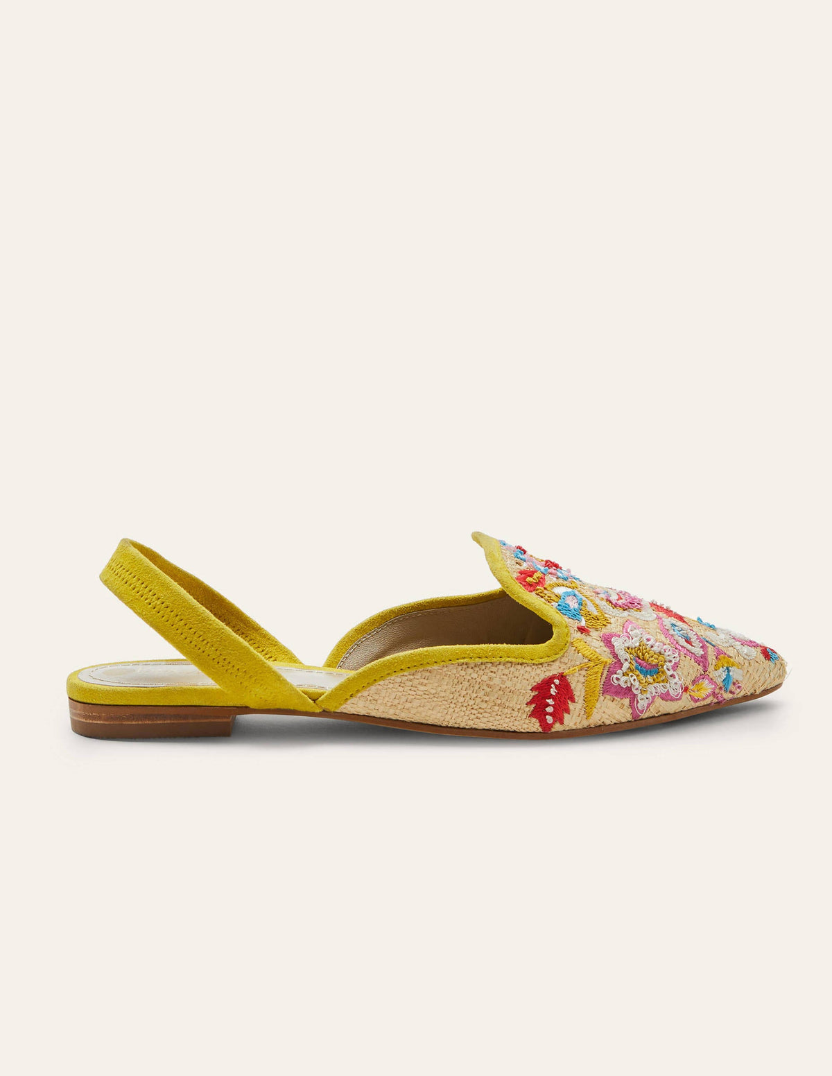 Flache Schuhe mit Stickerei und Bast-Natur - Image 2