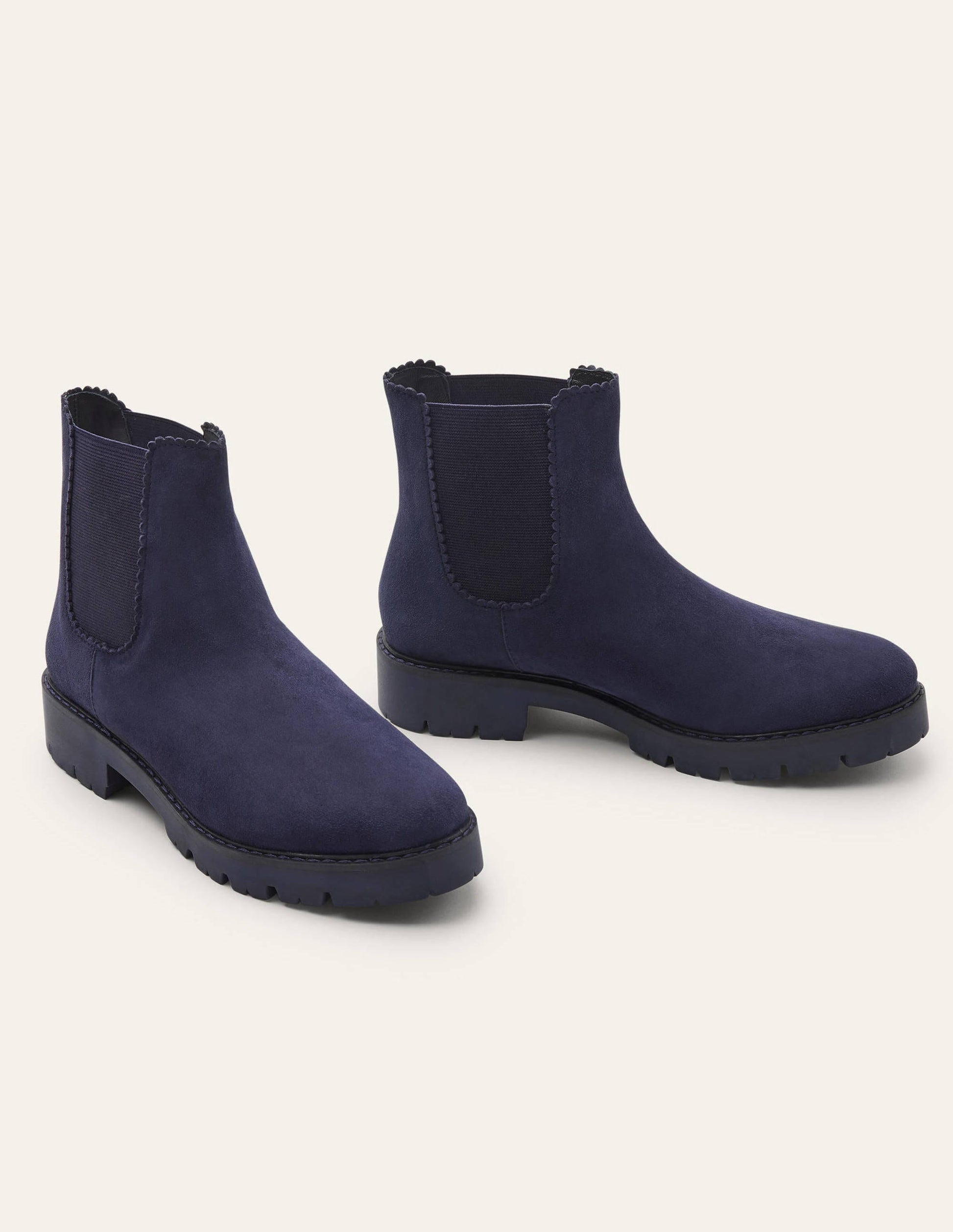 Bottines chelsea festonnées-Bleu marine-1