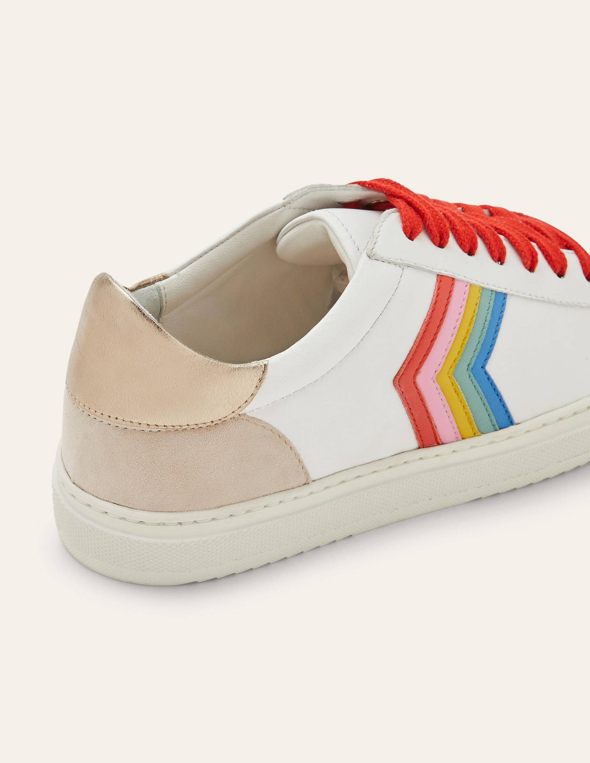 Helen Turnschuhe mit Zickzackmuster-Weiß/Feuerrot, Regenbogen-3