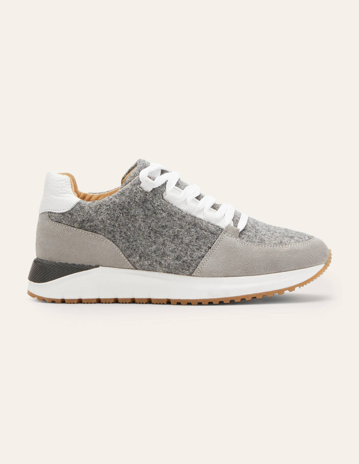 Klassische Turnschuhe-Grau Melierte Melton-Wolle/Graues Veloursleder - Image 2