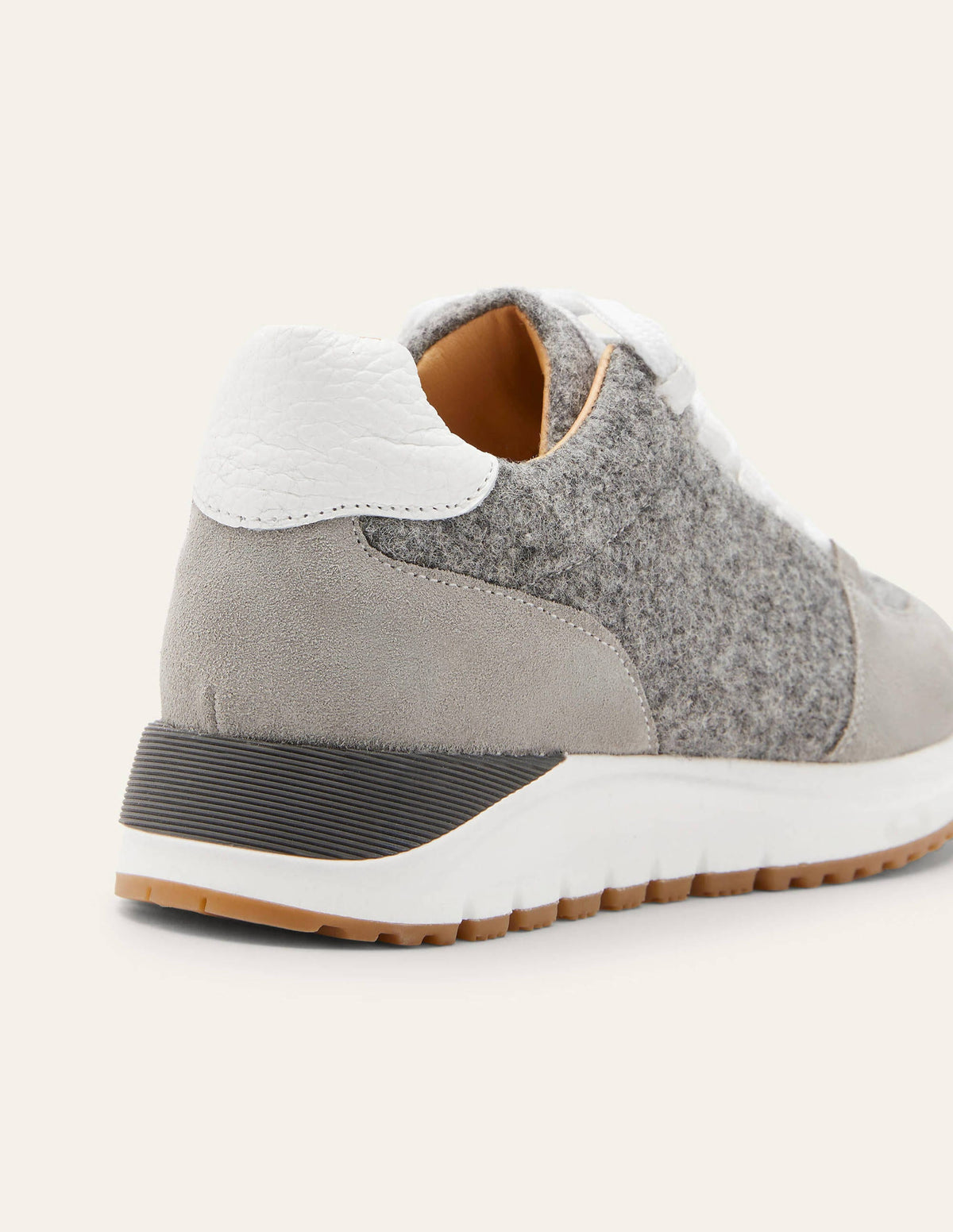 Klassische Turnschuhe-Grau Melierte Melton-Wolle/Graues Veloursleder - Image 3