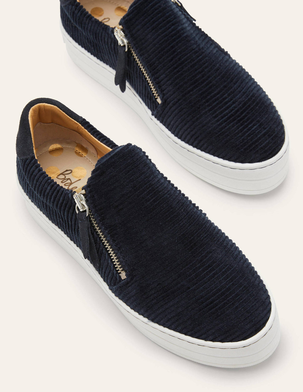 Plateau-Turnschuhe mit Reißverschluss-Navy, Cord - Image 1