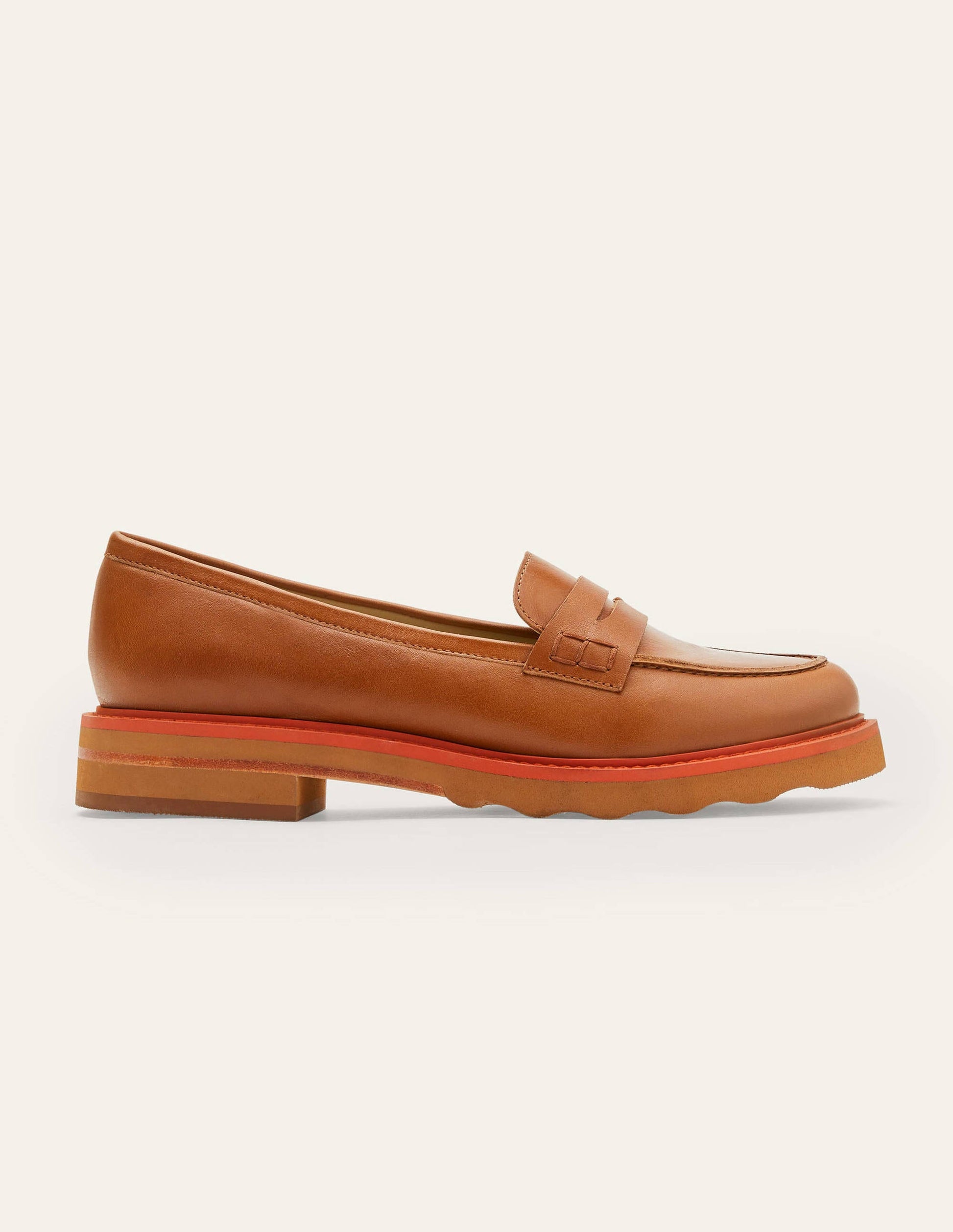 Pennyloafer mit breiter Sohle-Hellbraun/Kirschrot-2