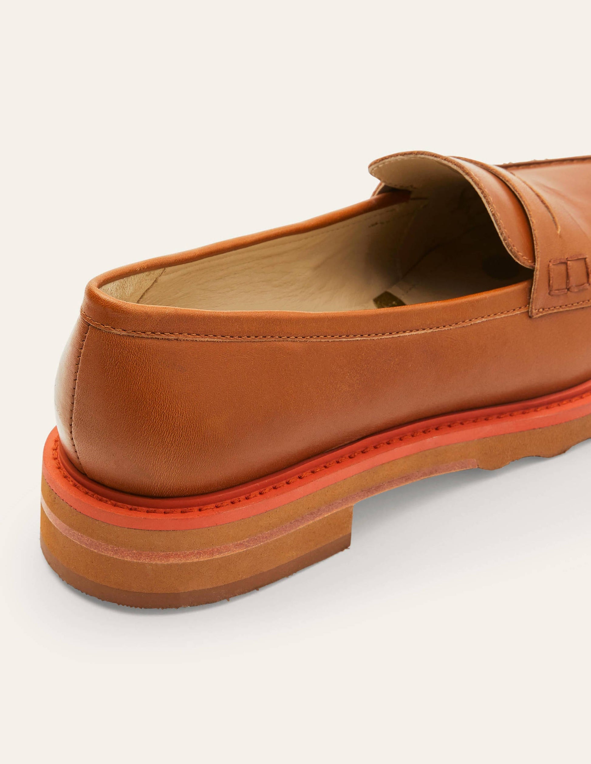 Pennyloafer mit breiter Sohle-Hellbraun/Kirschrot-3