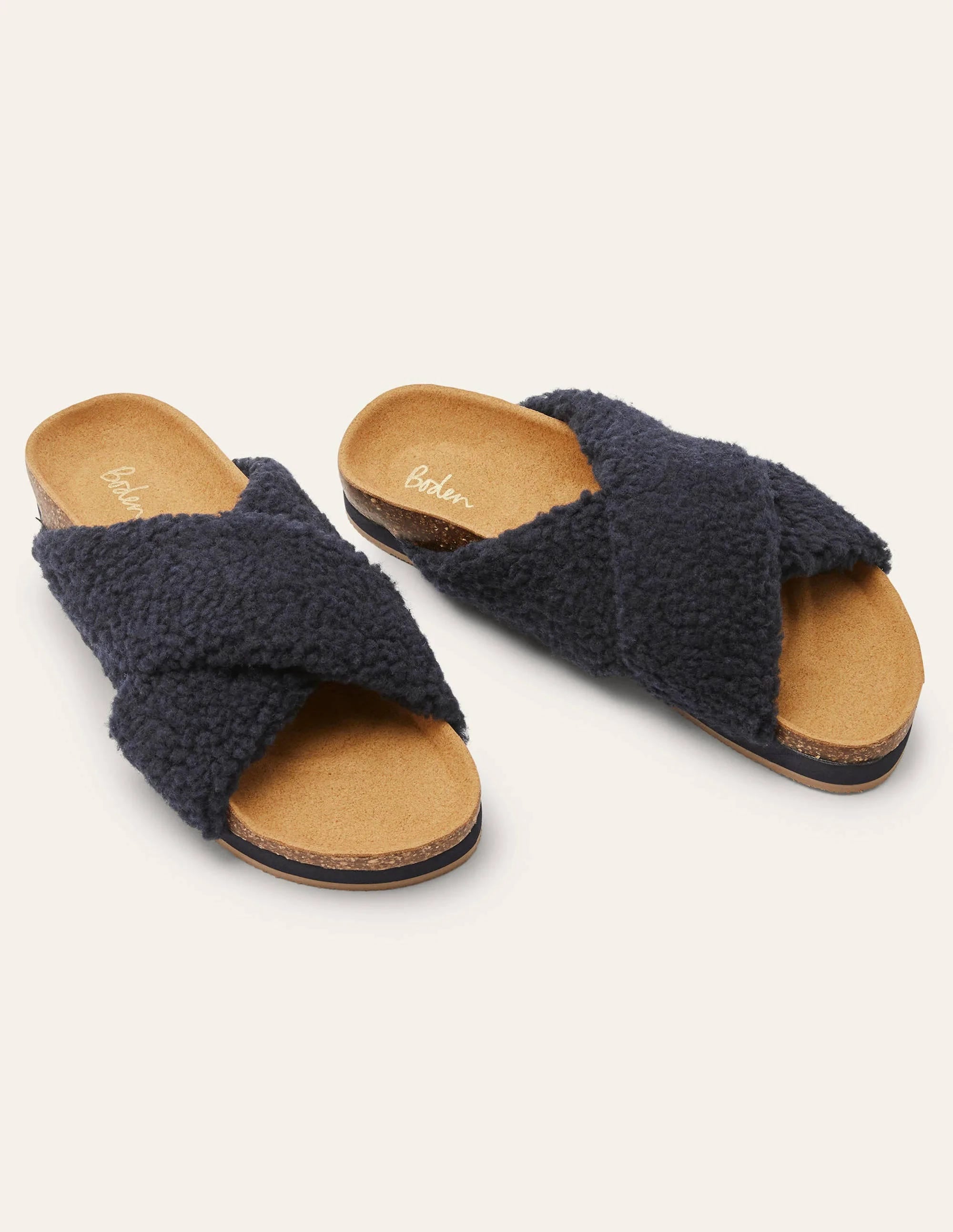 Cross Strap Sliders-Navy - Image 1