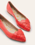 Woven Toe Ballerinas-Cherry Red