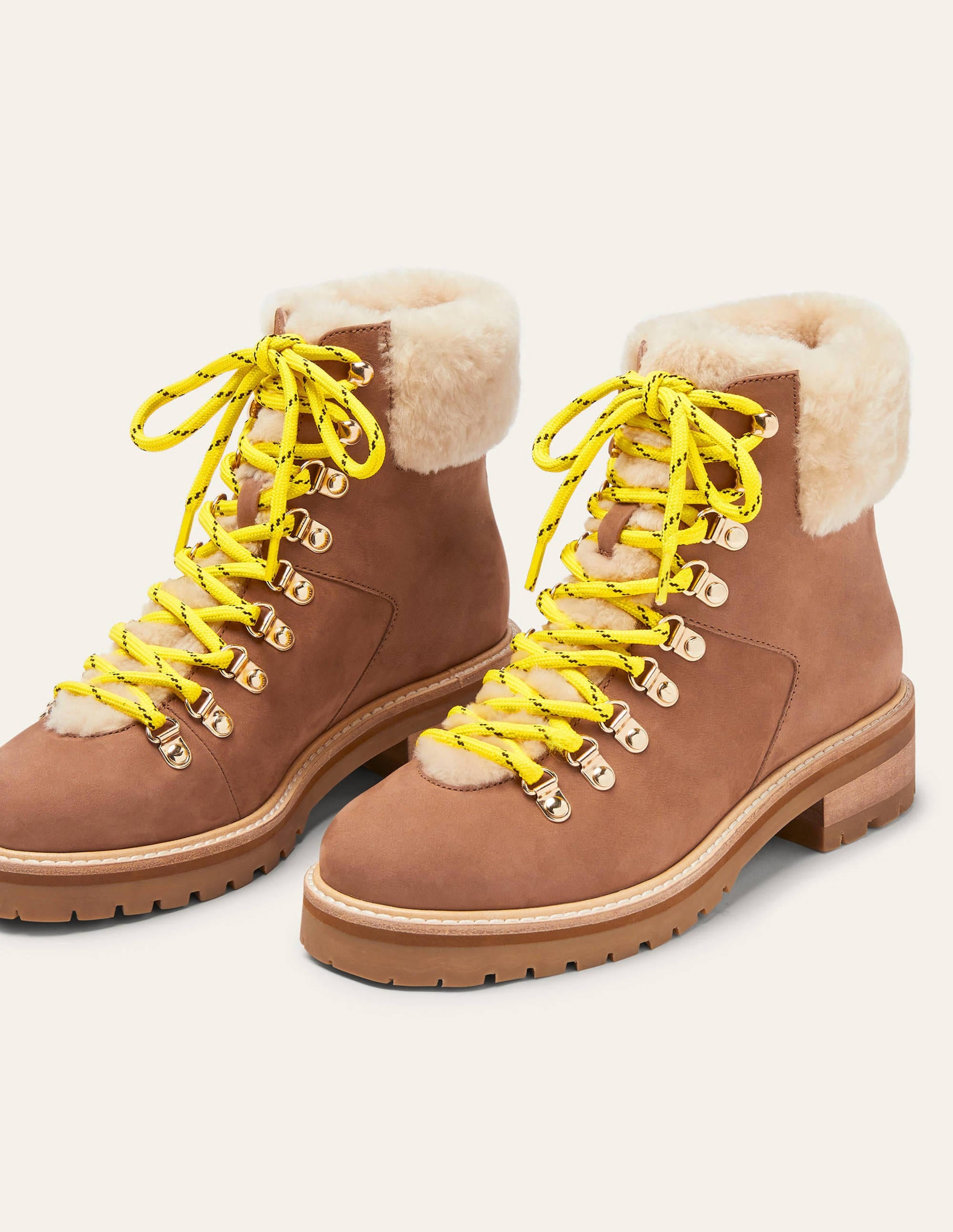Lace-up Hiking Boots-Tan - Image 1