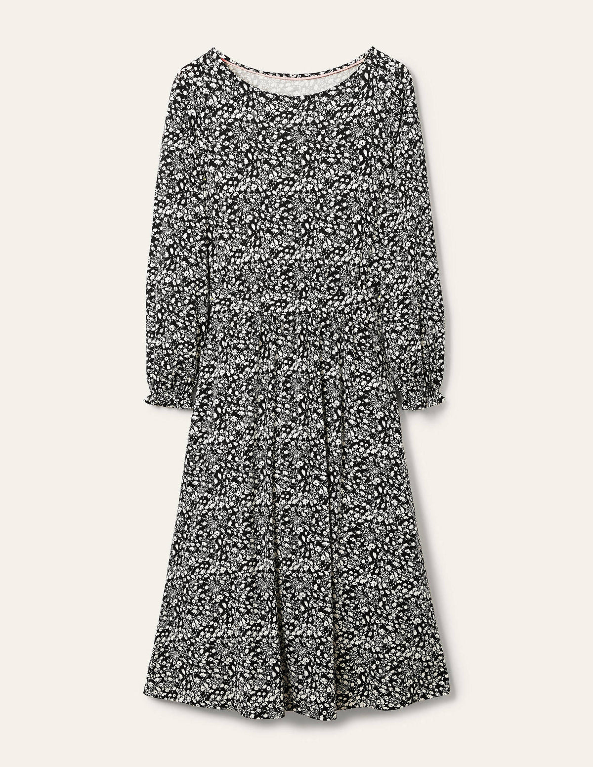 Evelyn Jersey-Midikleid-Schwarz, Blumenmuster-5