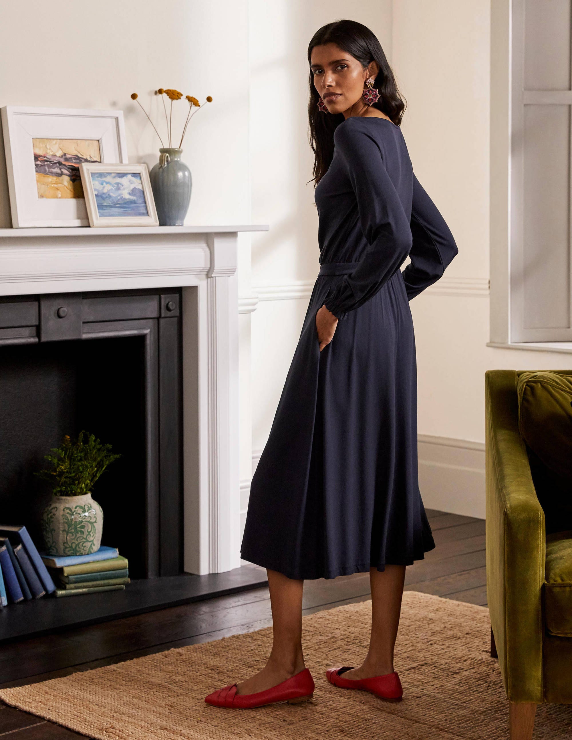 Evelyn Jersey-Midikleid-Marineblau - Image 3