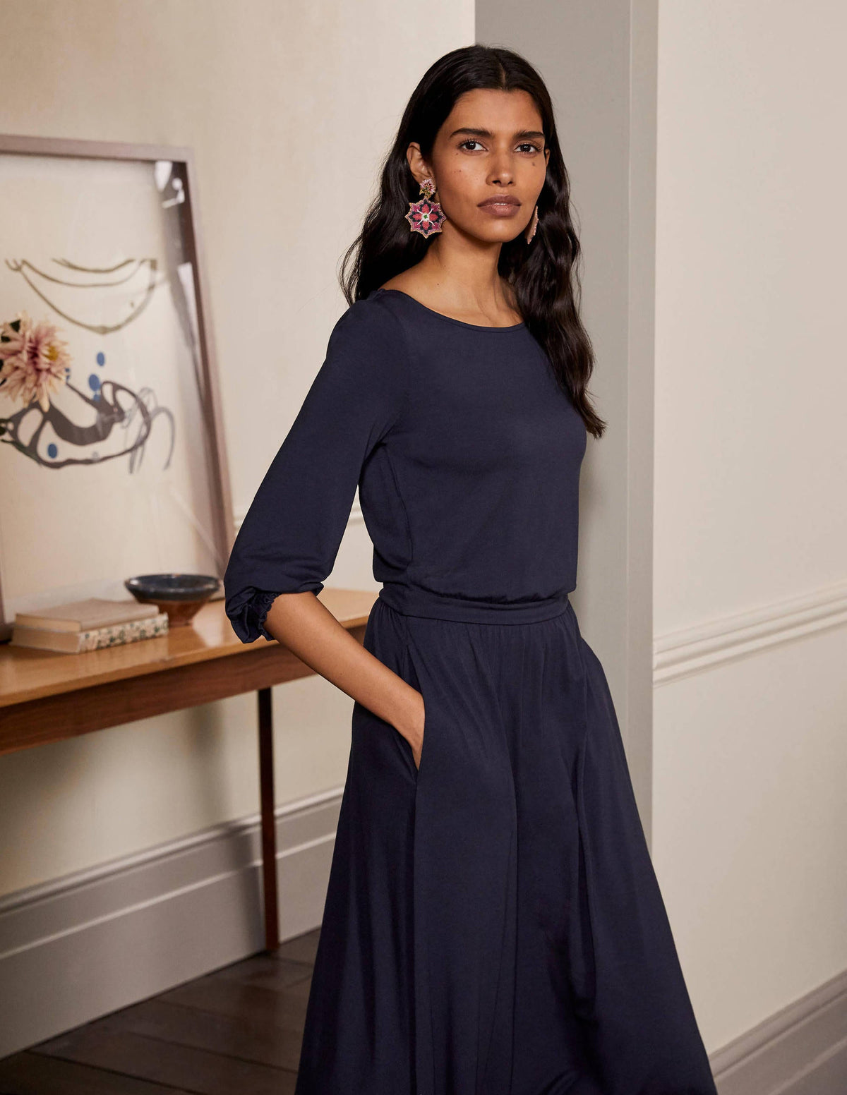Evelyn Jersey-Midikleid-Marineblau - Image 4