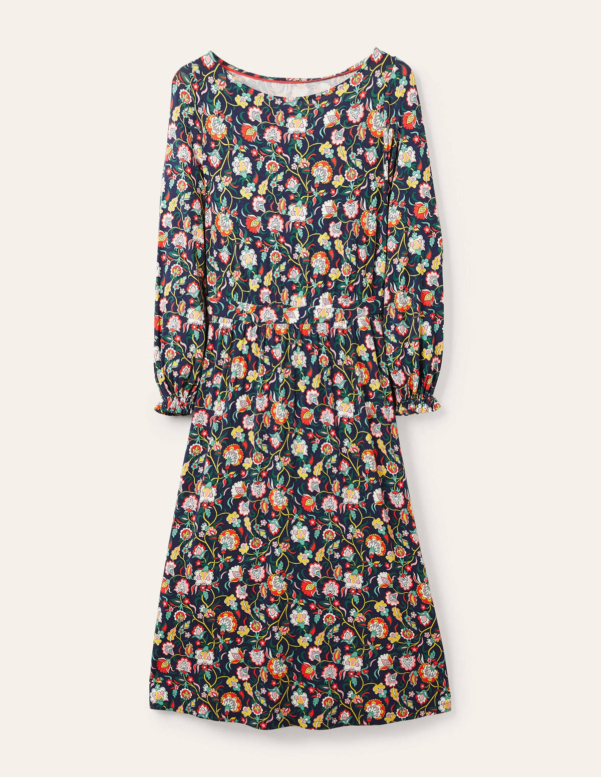Evelyn Jersey-Midikleid-Französisches Navy, Üppige Blumen - Image 5