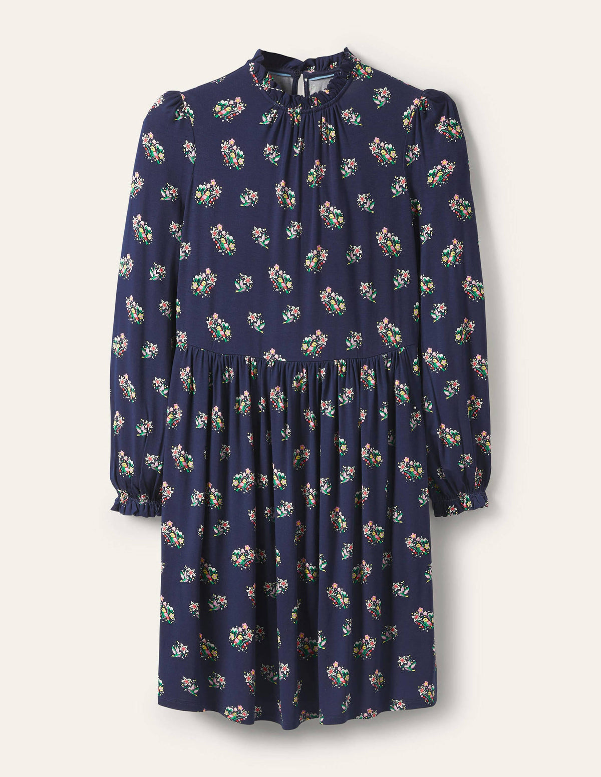 Clara Jerseykleid-Navy, Zarte Vögel-5