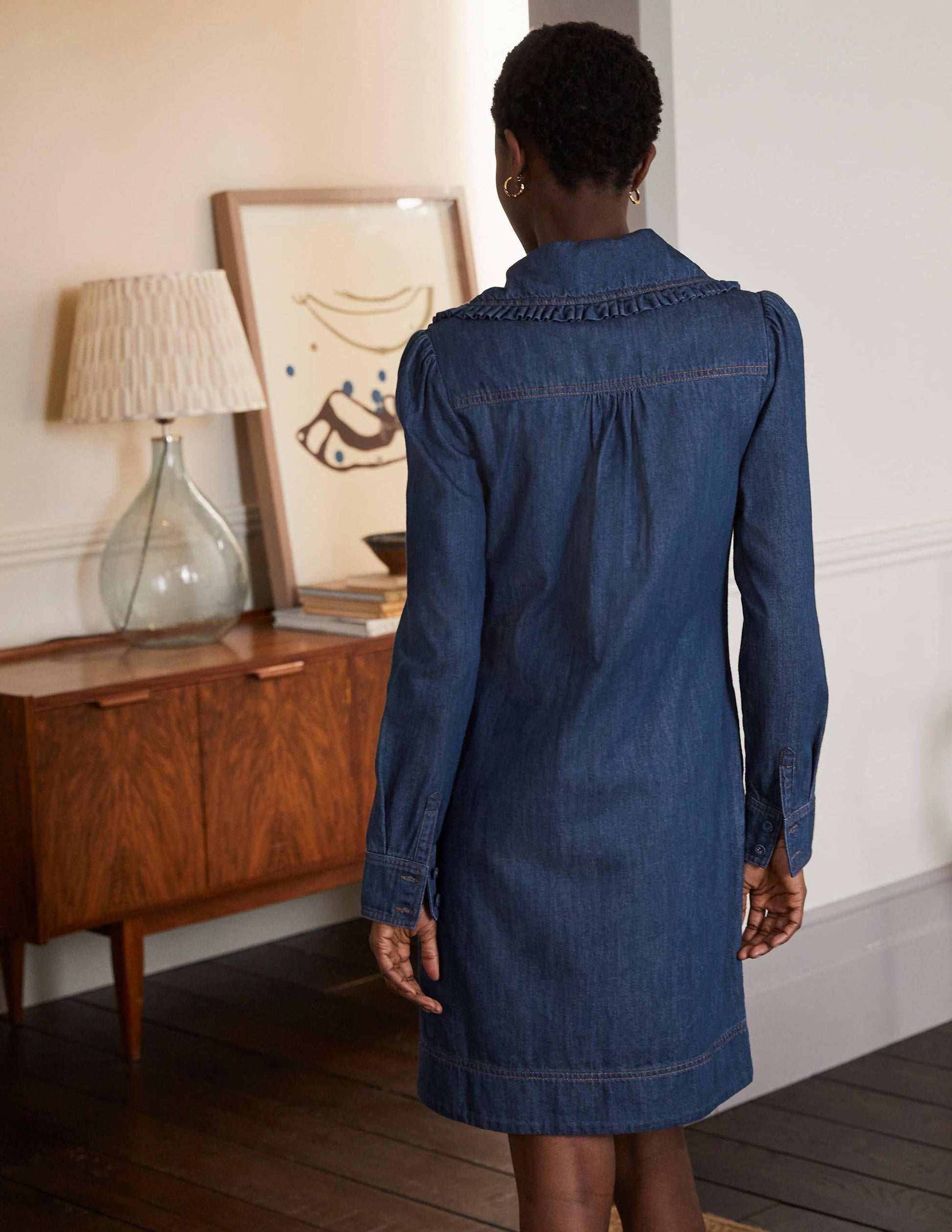 Denimkleid mit Statement-Kragen-Mittleres Vintageblau, Denim-3