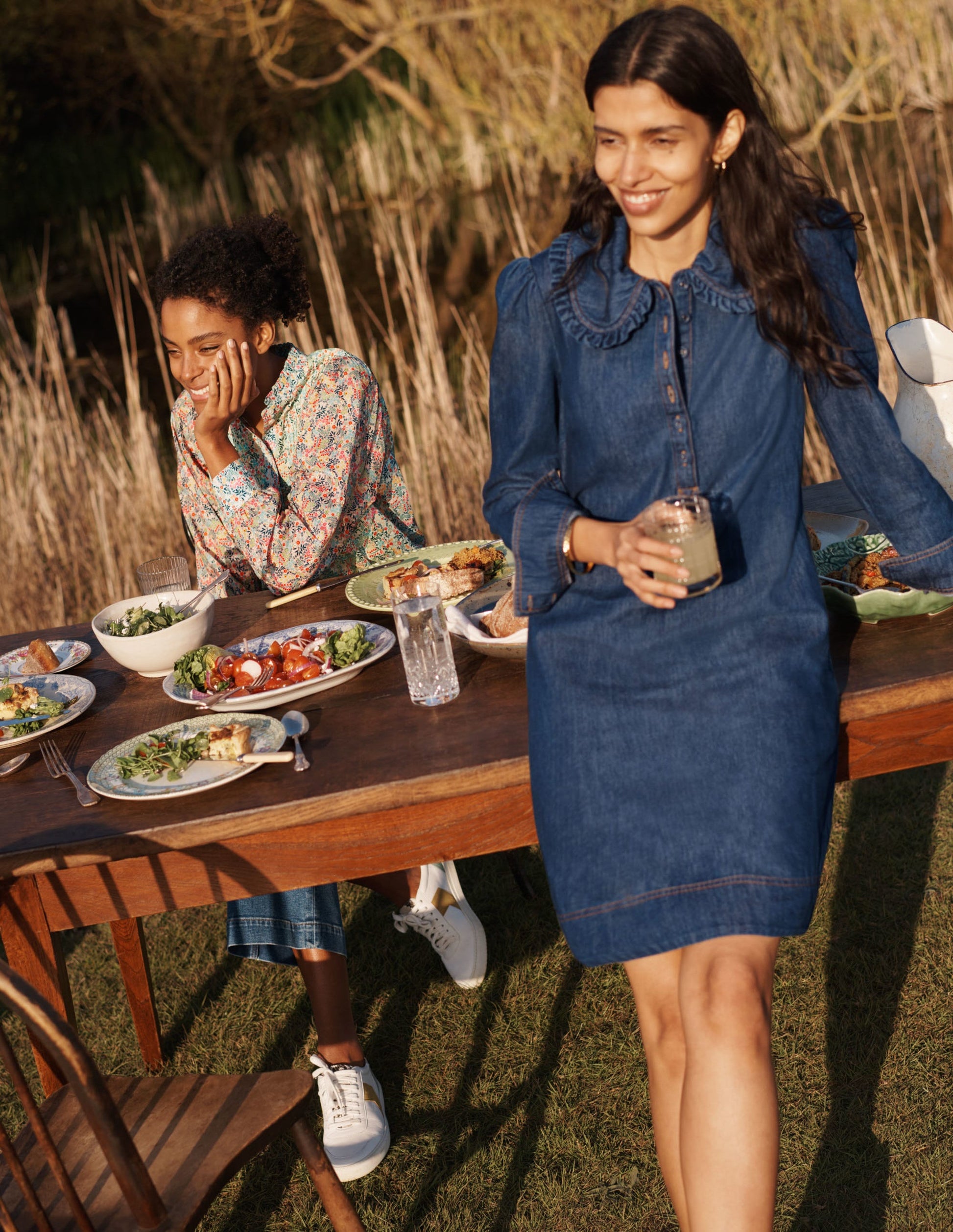 Denimkleid mit Statement-Kragen-Mittleres Vintageblau, Denim-5