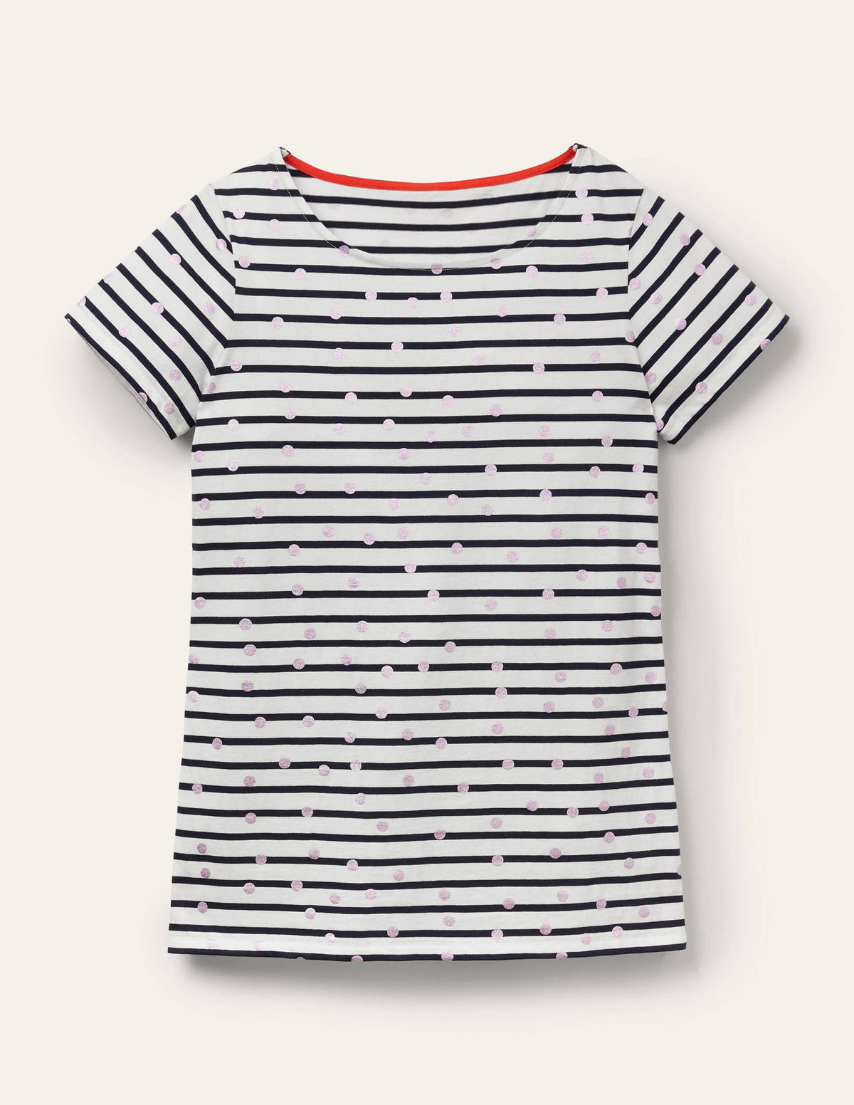 Kurzärmliges Bretonshirt-Rosa, Folientupfen - Image 5