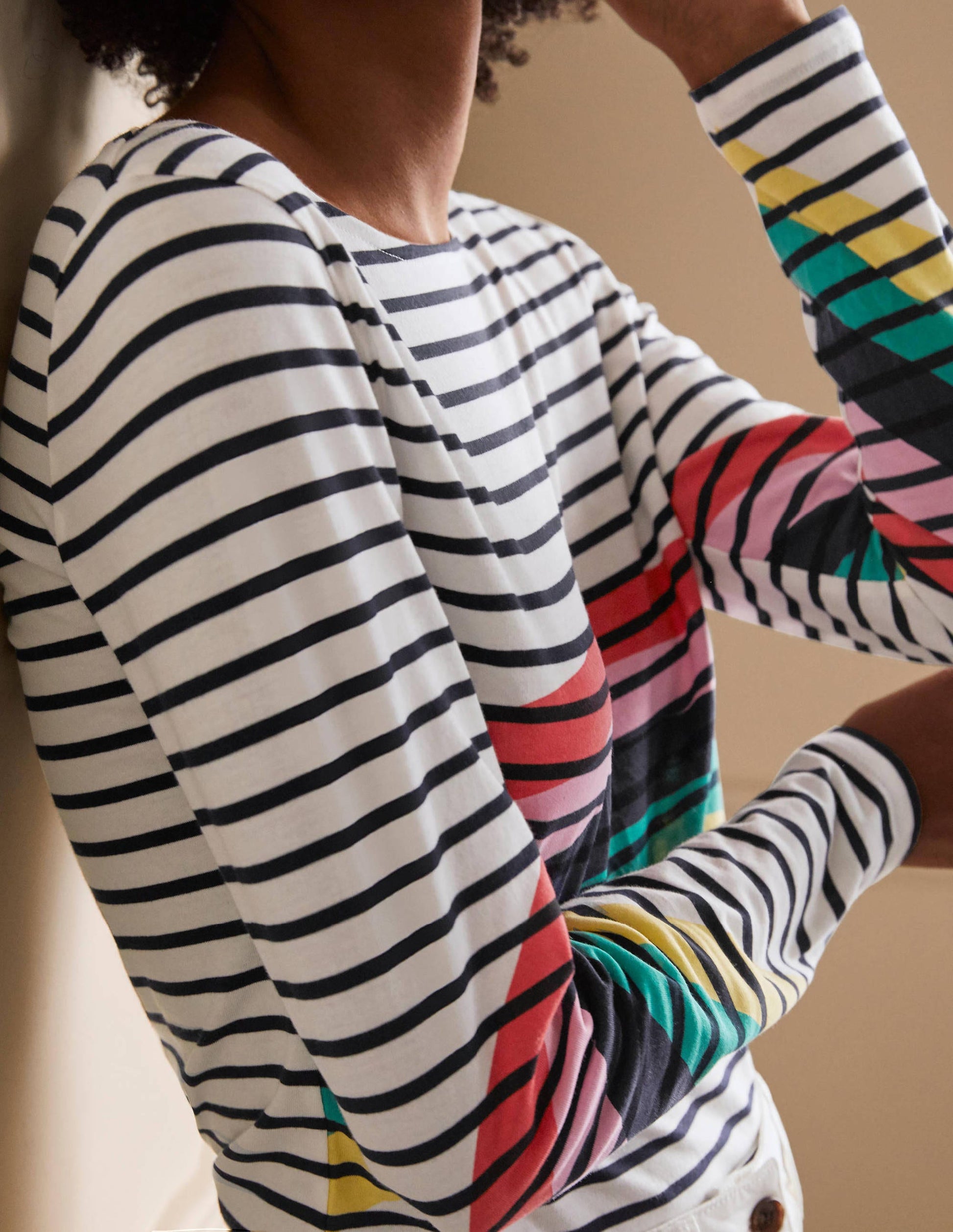 Langärmliges Bretonshirt-Regenbogen, Platzierte Bretonstreifen-2