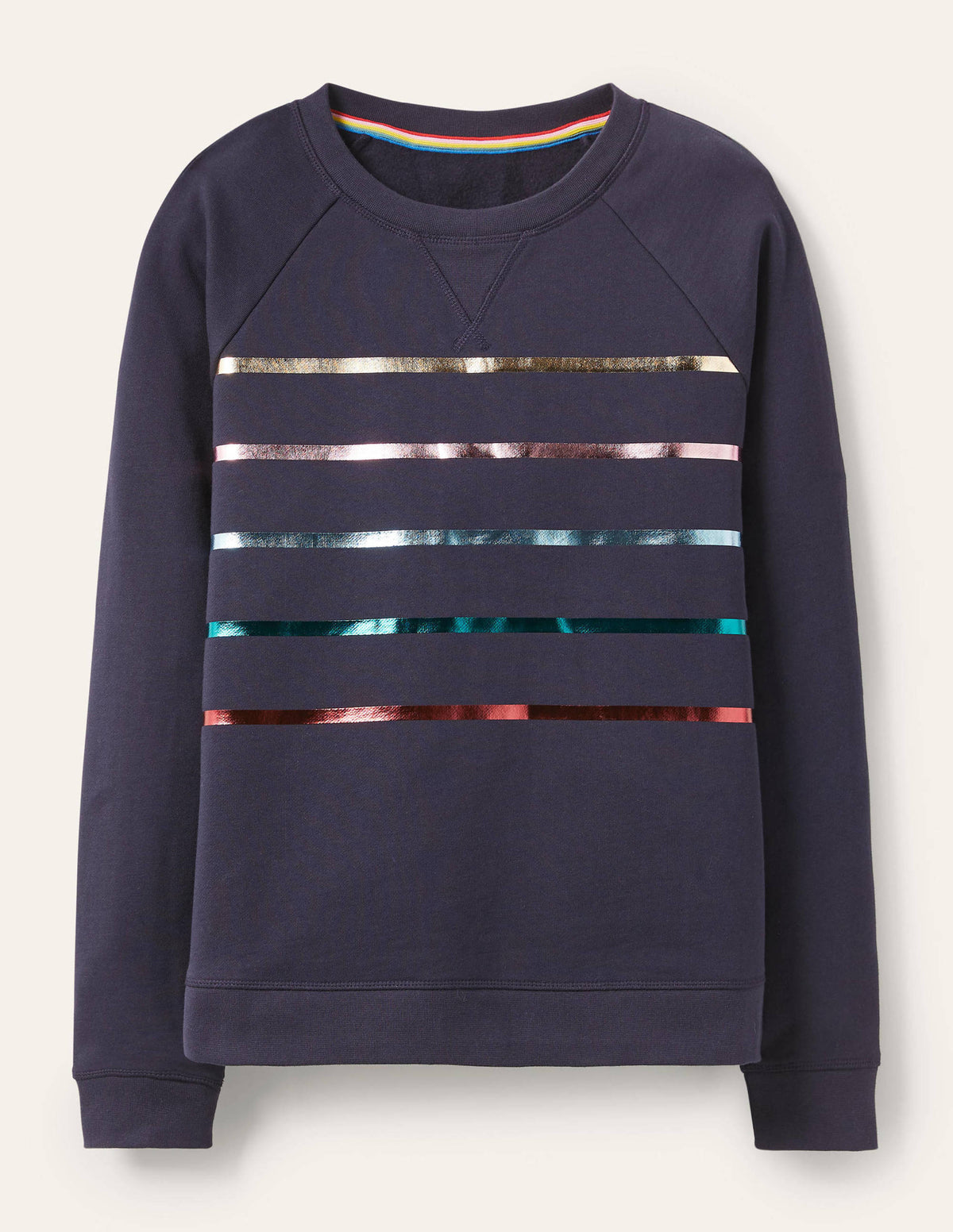 Gemustertes Sweatshirt aus Baumwolle-Navy/Bunt, Folienstreifen - Image 5