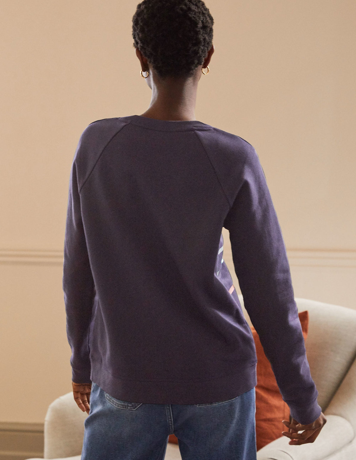 Gemustertes Sweatshirt aus Baumwolle-Navy/Bunt, Folienstreifen-3