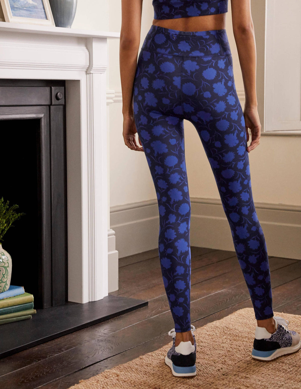 Legging taille haute-Bleu persan, motif Leafy Bud - Image 3