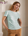 Das Boyfriend-T-Shirt aus Baumwolle-Seeblau