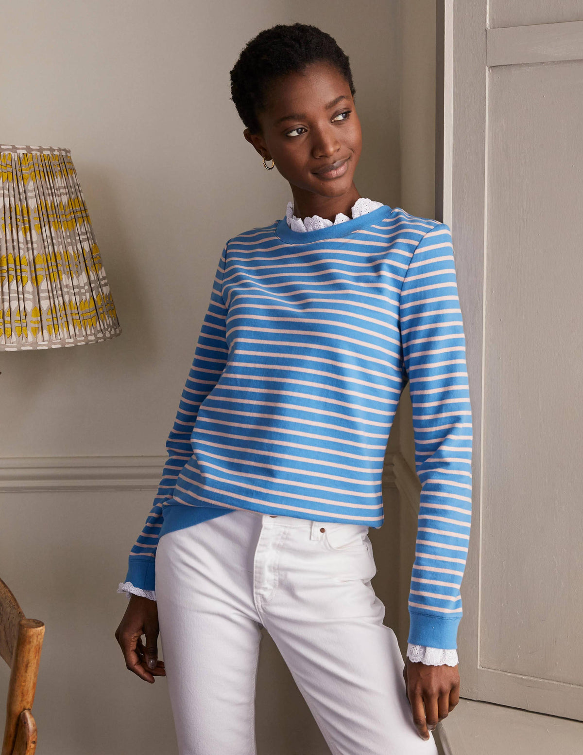 Holly Jersey Sweatshirt-School House Blue/ Chalky Pink-4