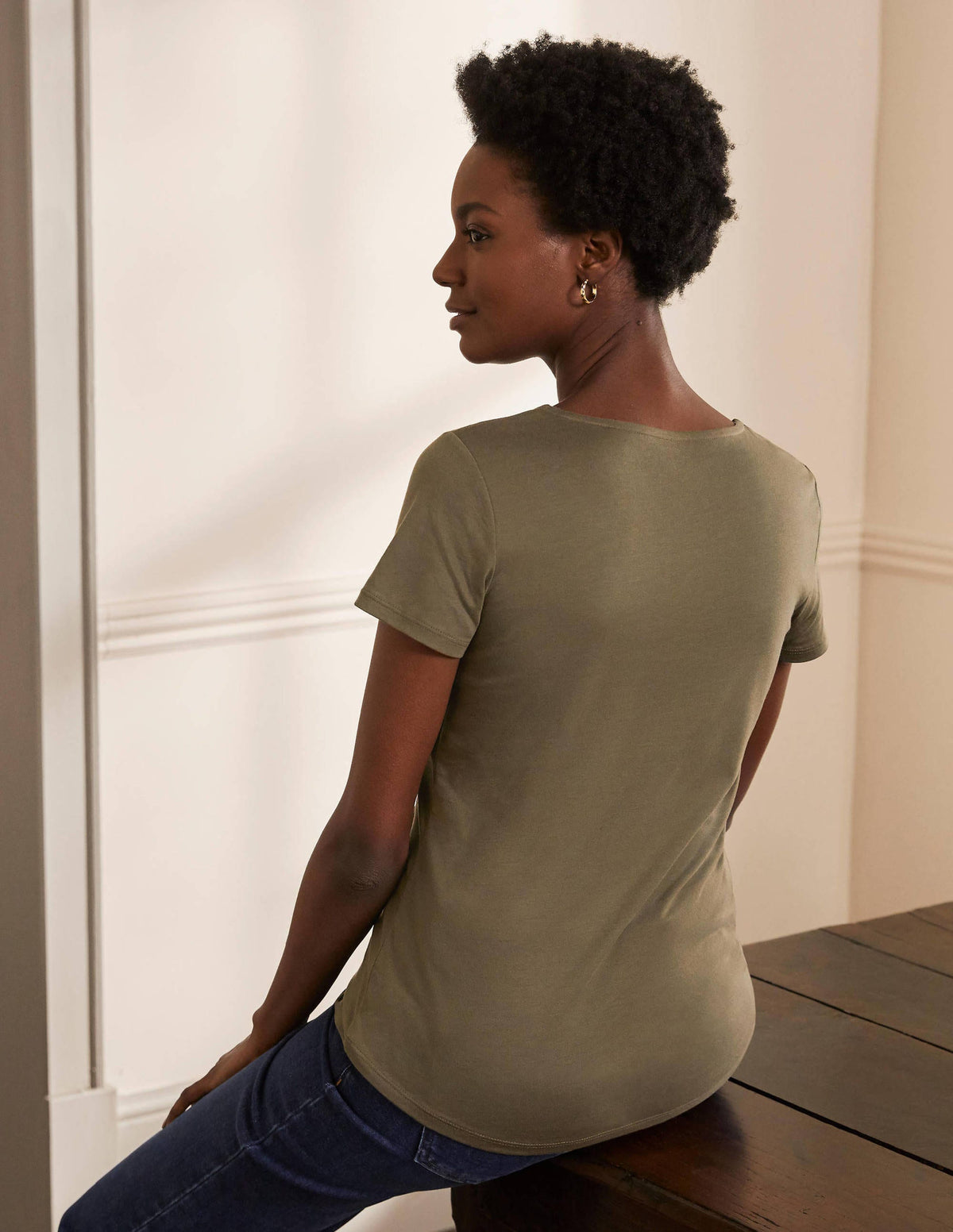 Superweiches T-shirt mit Rundhalsausschnitt-Klassisches Khaki - Image 3
