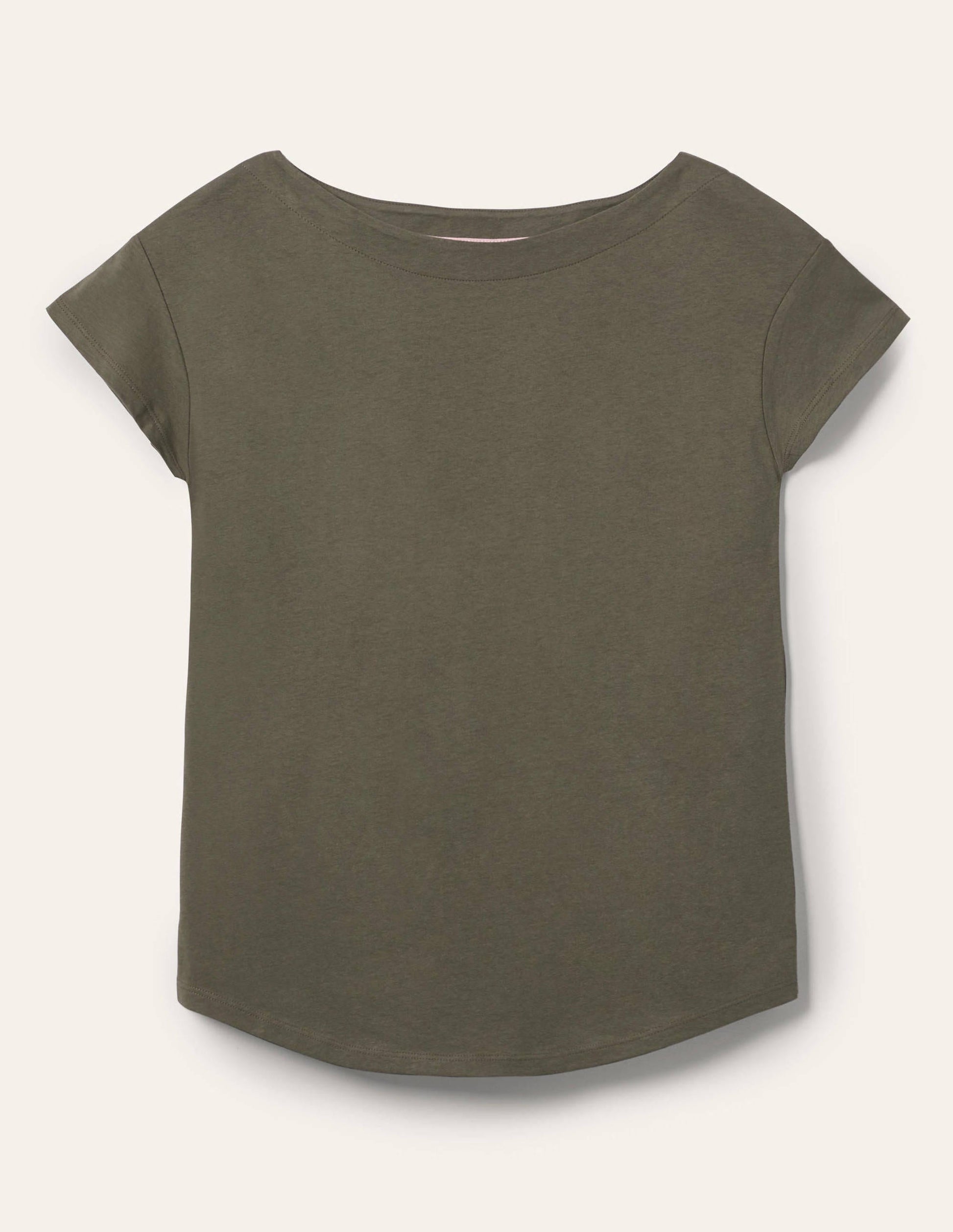 T-shirt à col bateau ultra-doux-Kaki classique-5