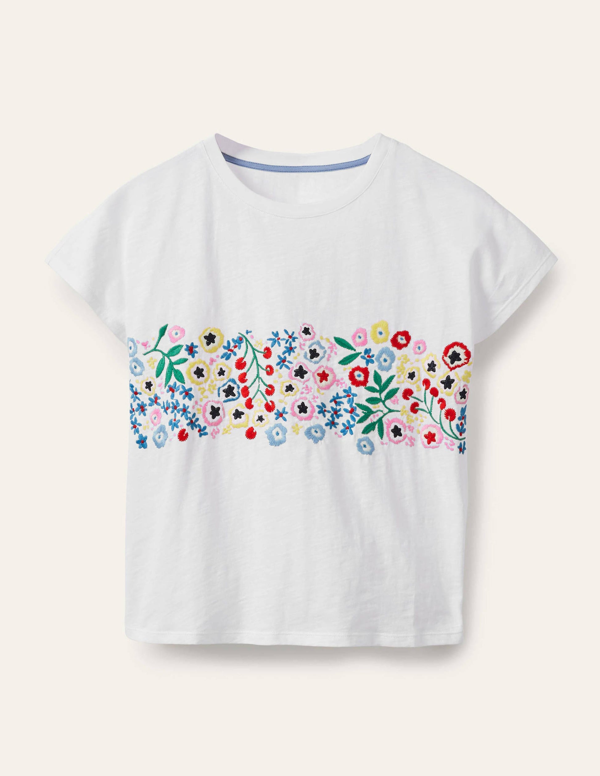Lena Jersey-T-Shirt mit Stickerei-Weiß/Bunt, Blumenstickerei-6