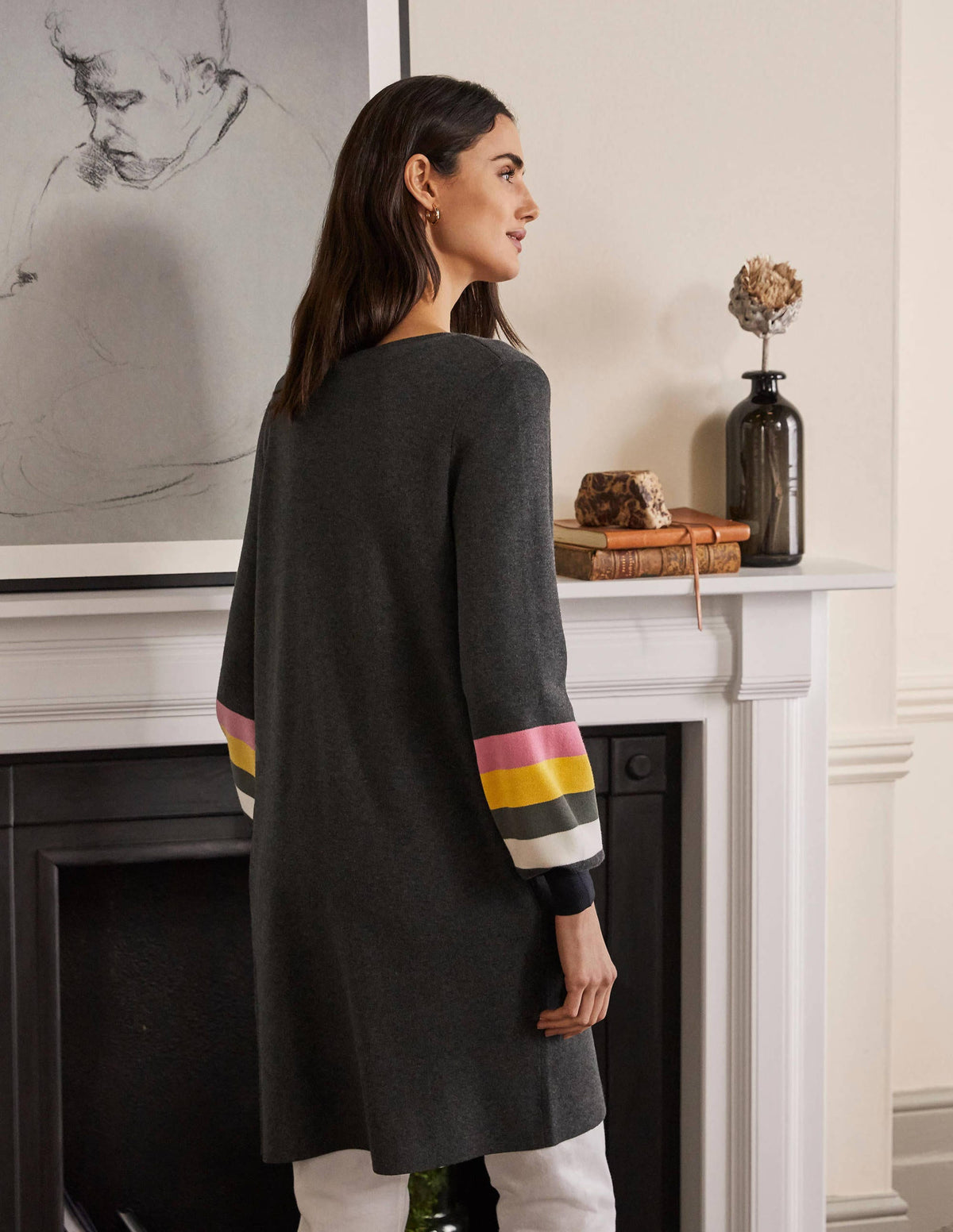 Berkshire Langer Cardigan-Anthrazit Melange-3