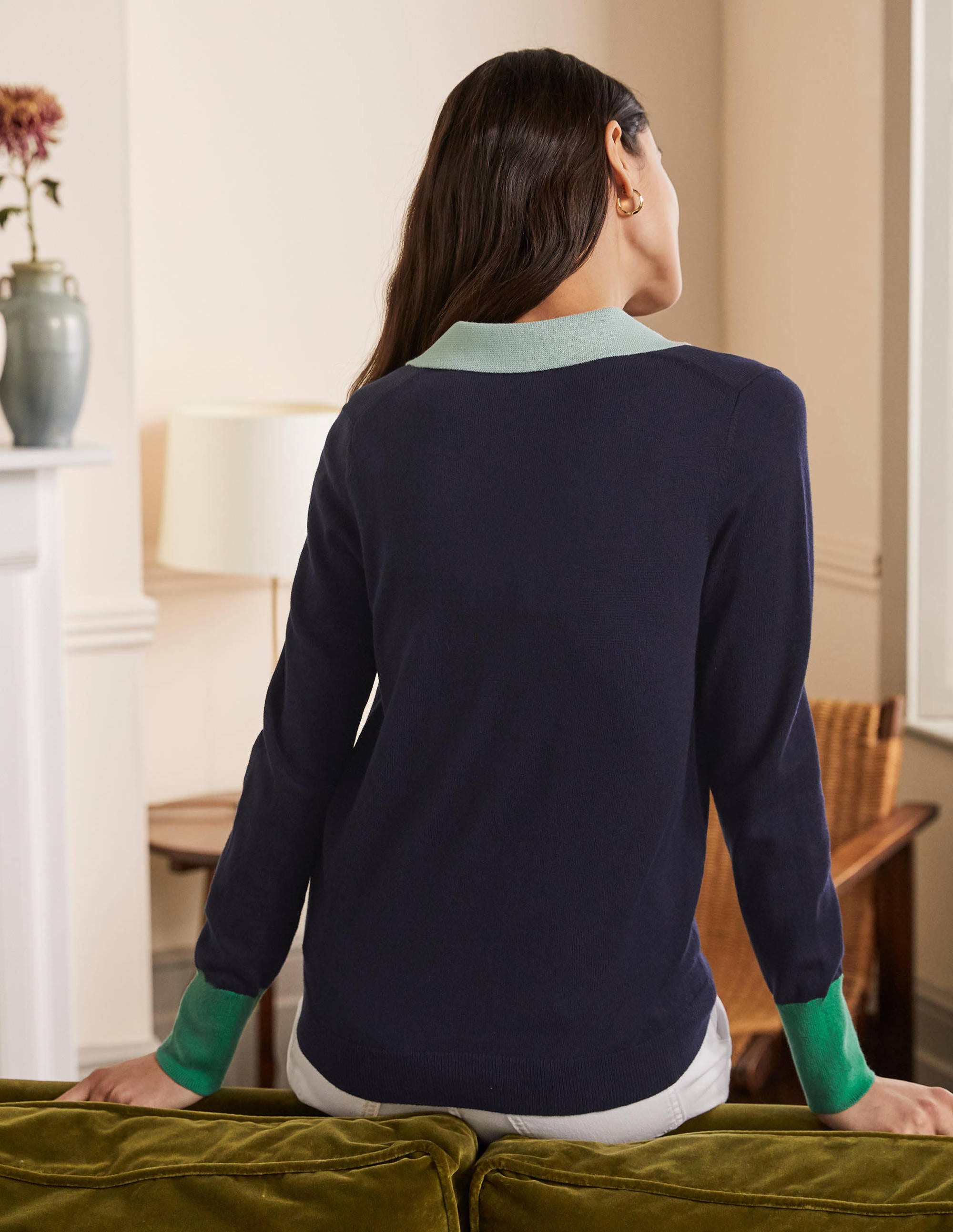 Pullover mit Kragen-Marineblau - Image 3