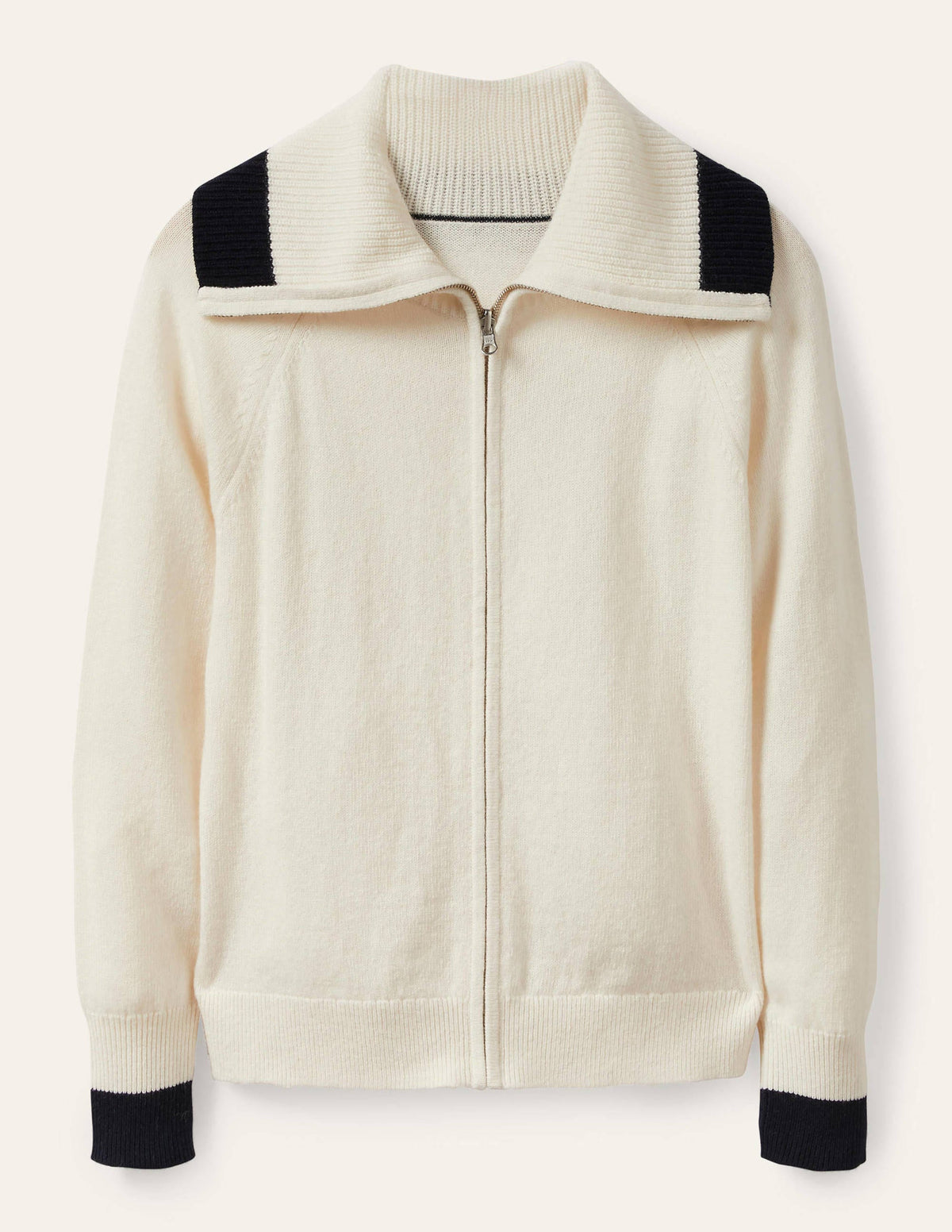 Cardigan mit Reißverschluss und Kragen-Naturweiß - Image 6