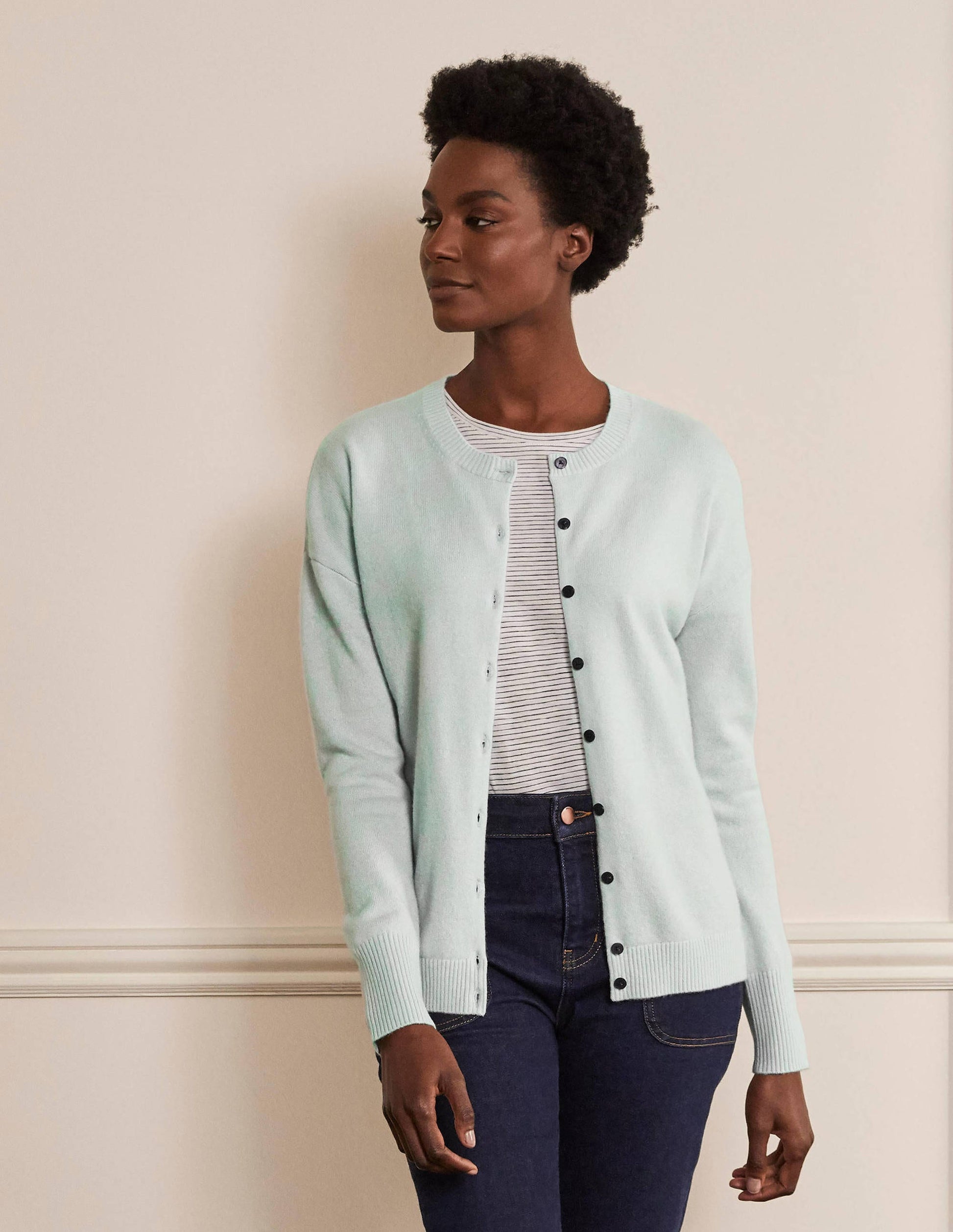 Cardigan en cachemire-Bleu turquoise-4