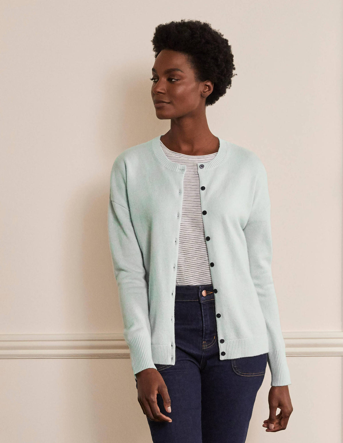Cardigan en cachemire-Bleu turquoise - Image 4