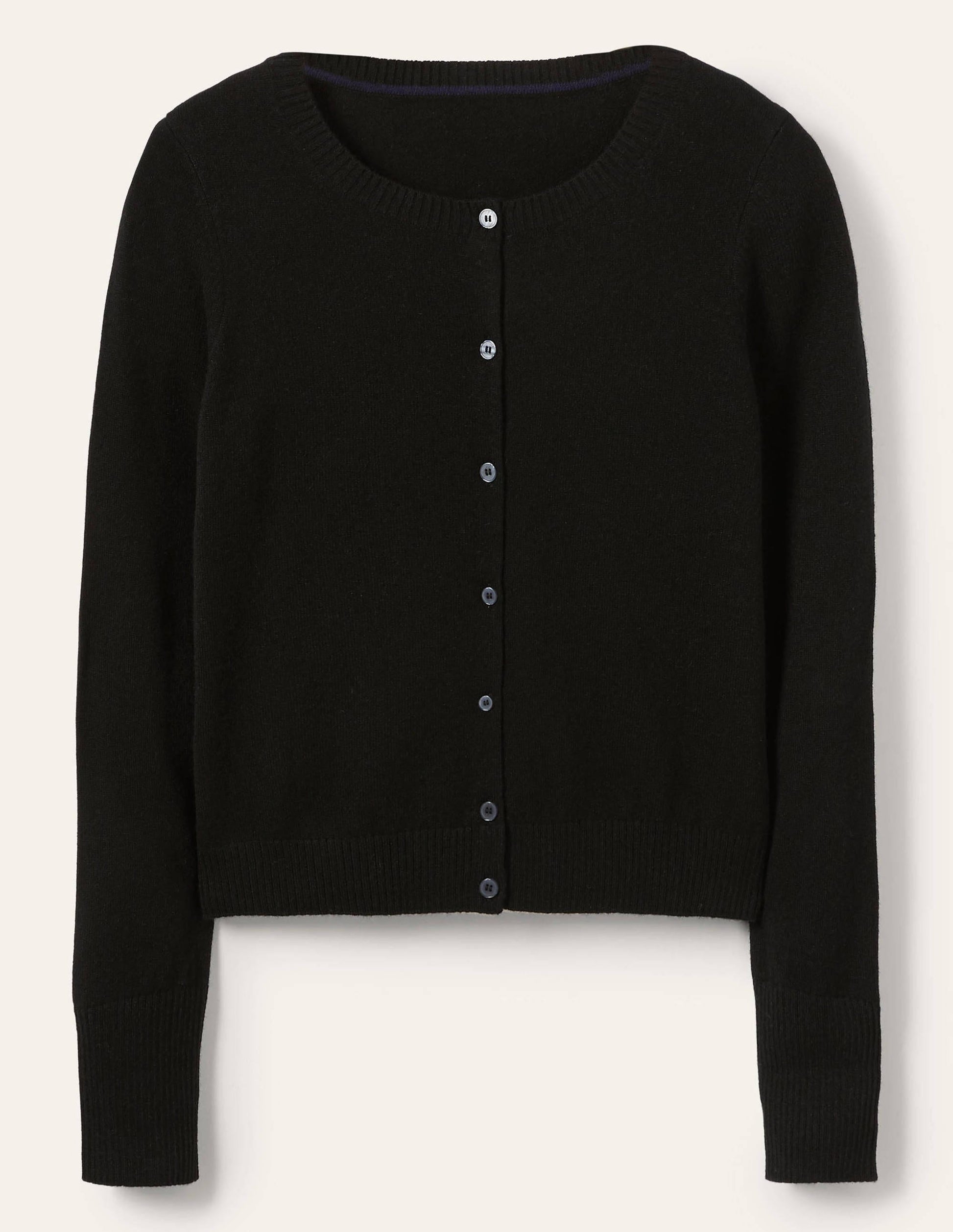 Cashmere Cropped Cardigan-Black-5