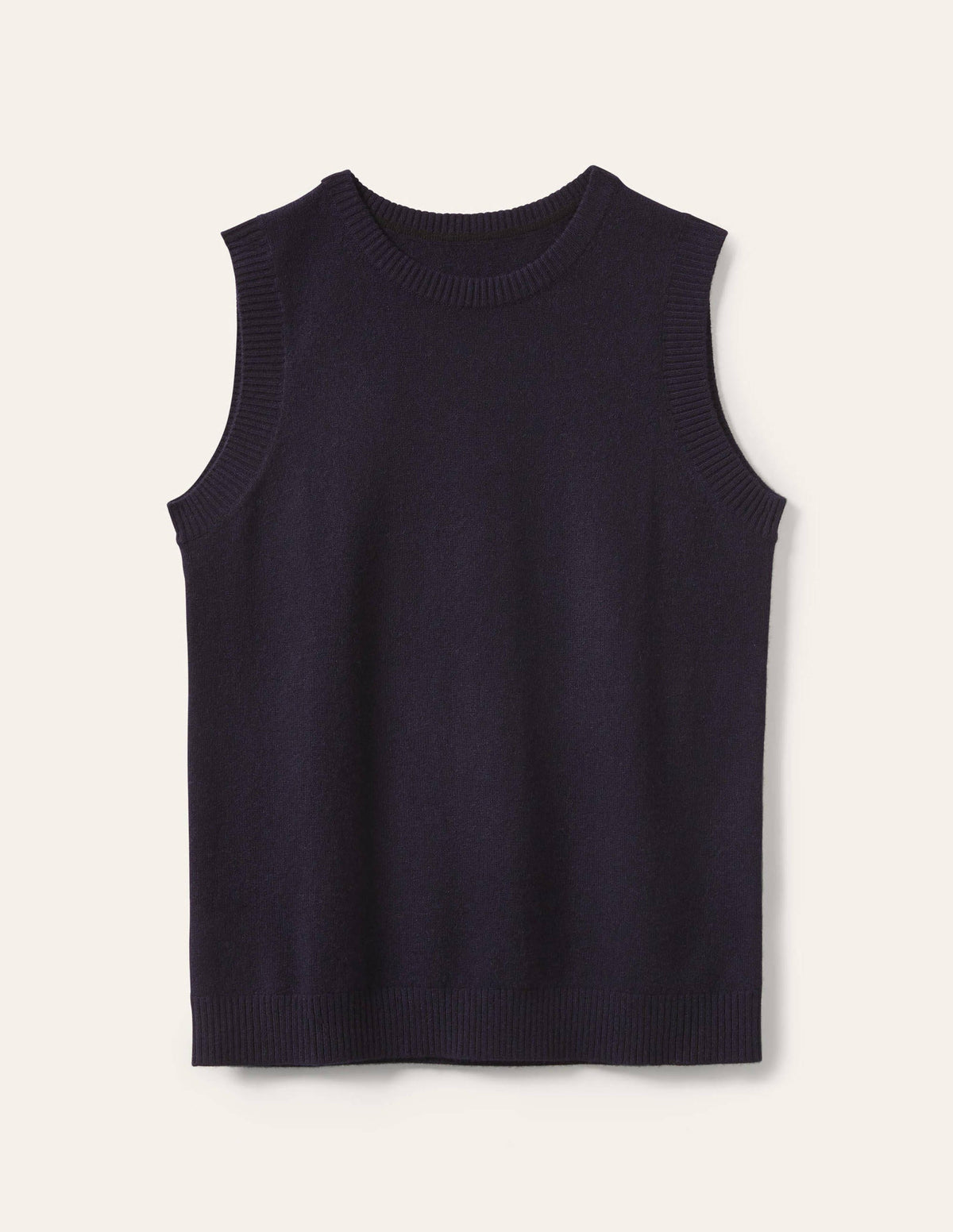 Cashmere Knitted Tank Top-Navy - Image 6