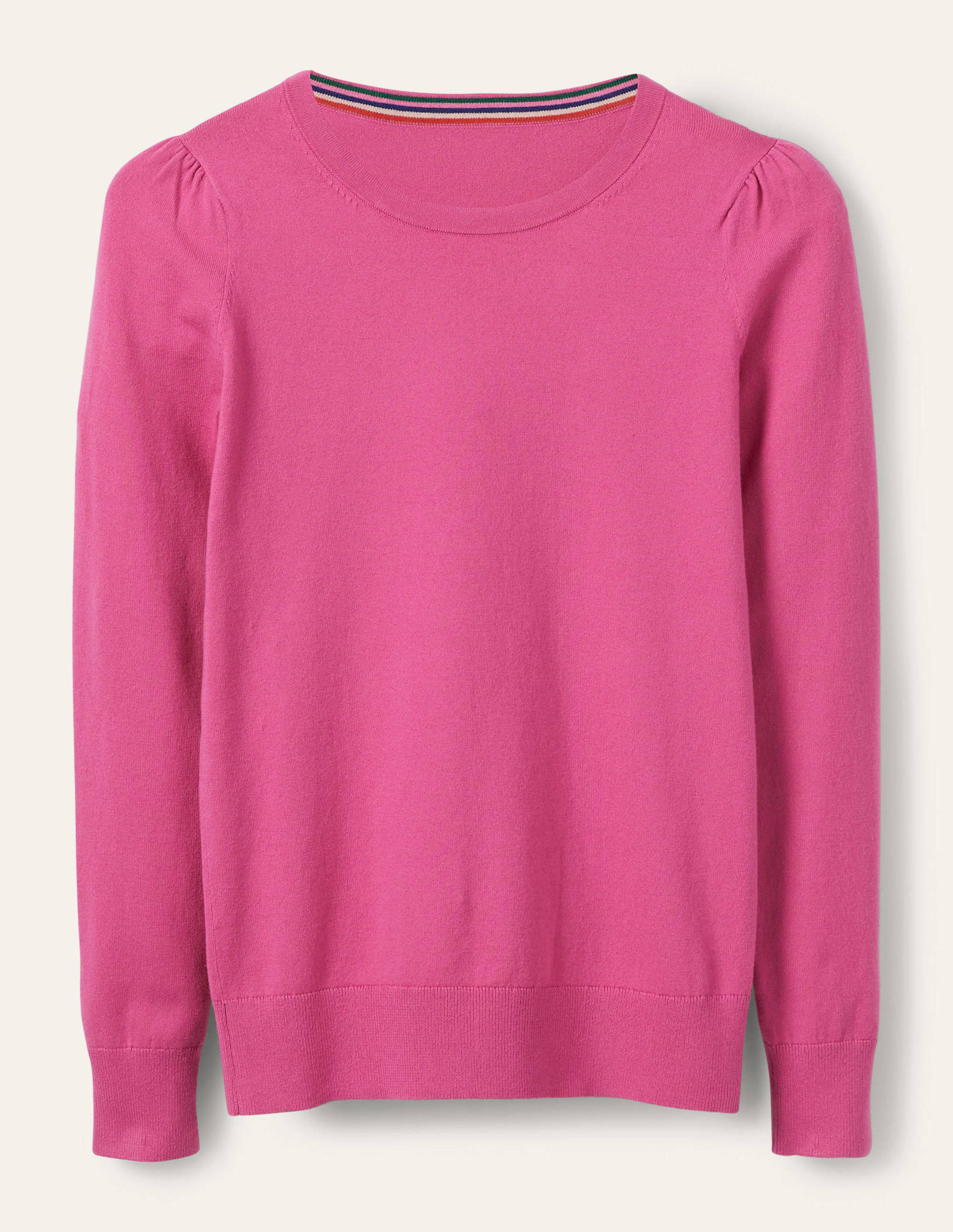 Cotton Crew Neck Jumper-Candy Pink - Image 5