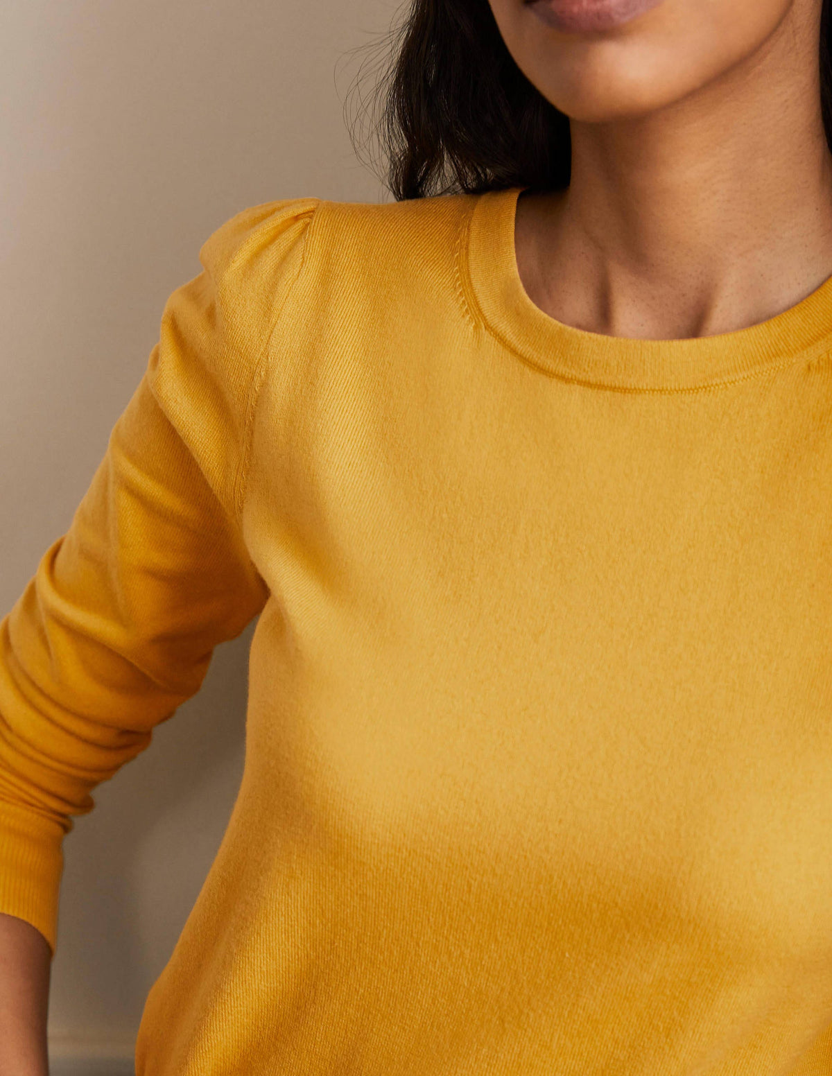 Baumwollpullover mit Rundhalsausschnitt-Honiggold-2